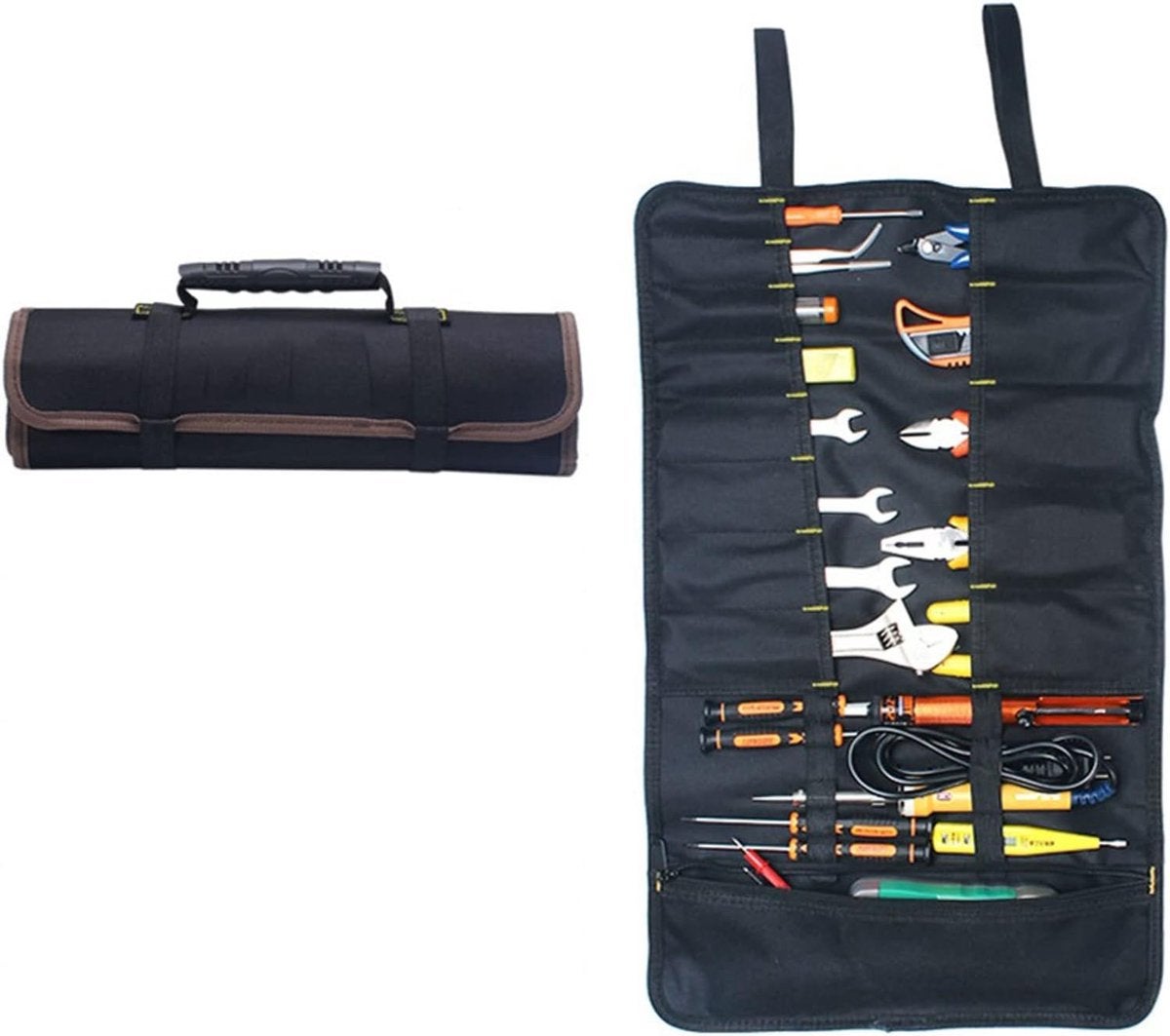Trusă de scule portabilă, compartimente multiple și fermoare, geantă de depozitare impermeabilă, 58 x 35 cm, pentru organizare
