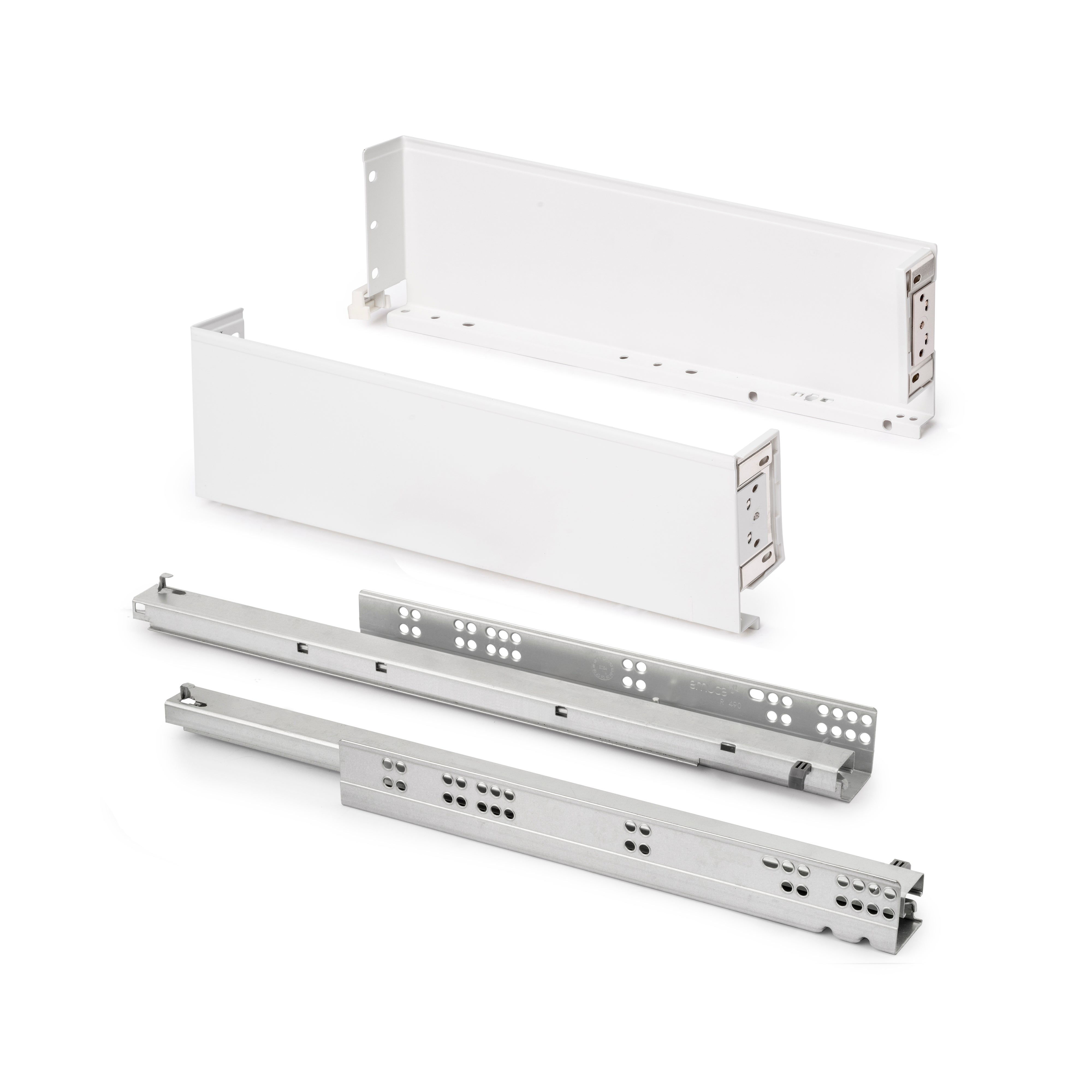 Emuca Szuflada zewnętrzna Simplex 25 kg, wysokość 122 mm, głębokość 490 mm, Stal, Malowany na biało