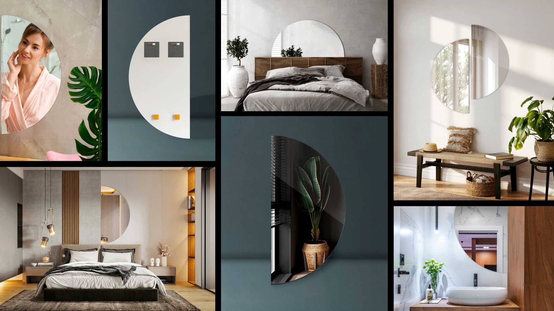 Specchio semicircolare 50x100 cm molto grande design moderno per interni Tulup - 9