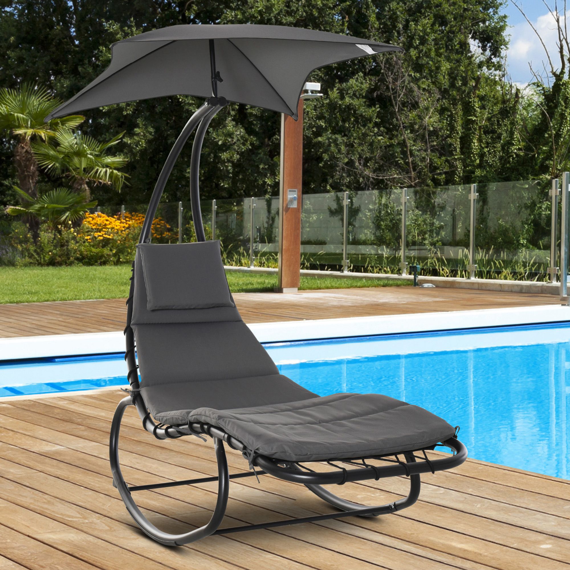 Chaise Longue Lettino Outsunny Lettino Prendisole Dondolo