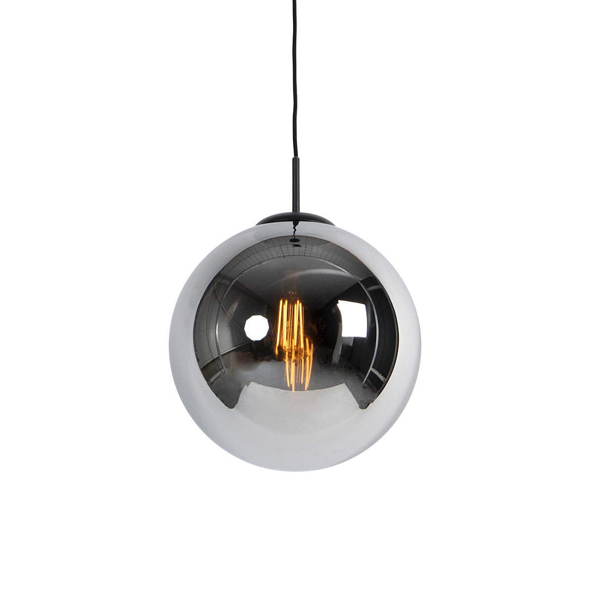 Inteligentna lampa wisząca czarna z przydymionym szkłem 30 cm z Wifi ST64 - Pallon
