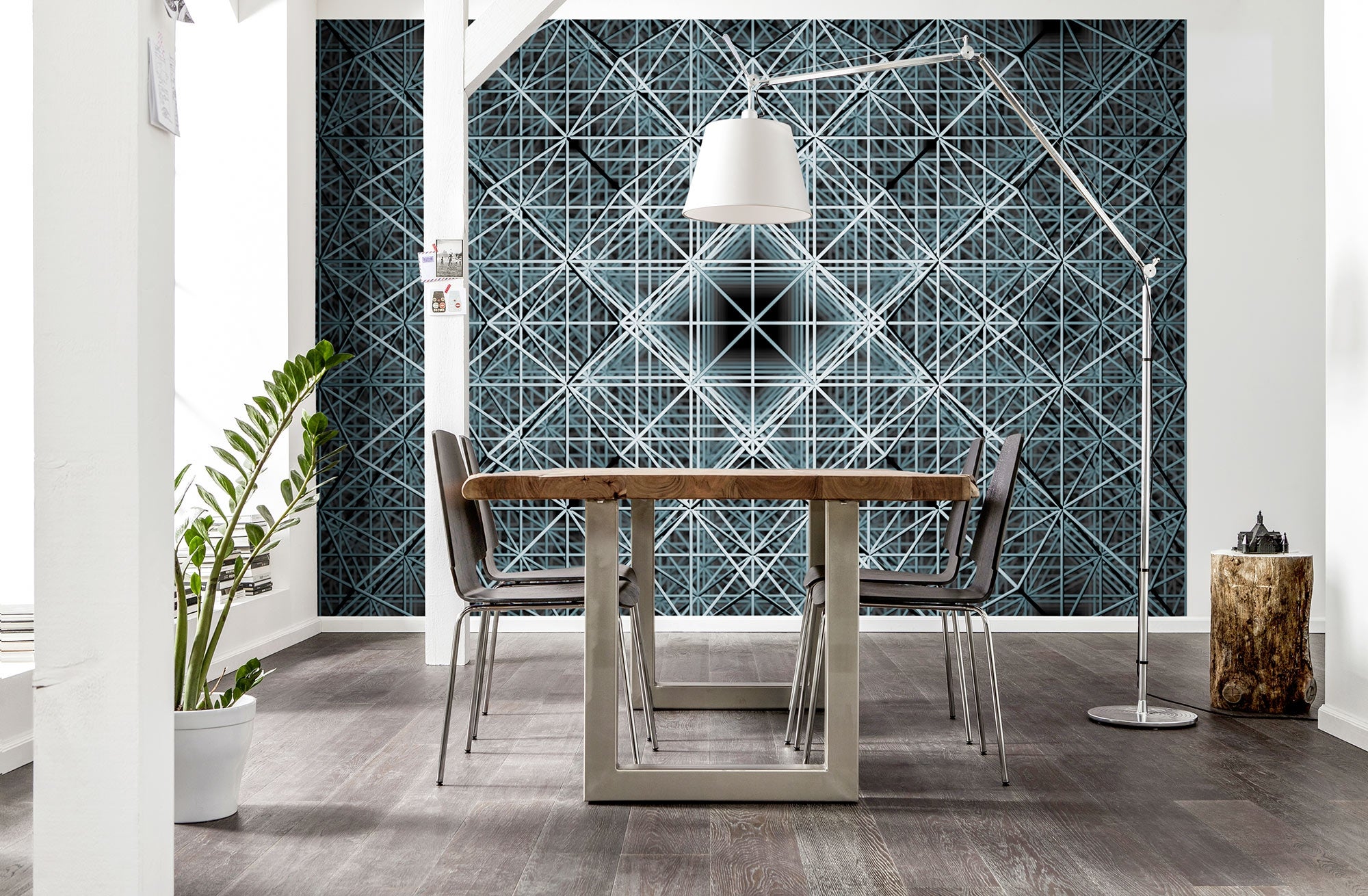 Fototapeta 3D szaro-niebieskimIczarnym - 368 x 248 cm - SANDERS &amp; SANDERS
