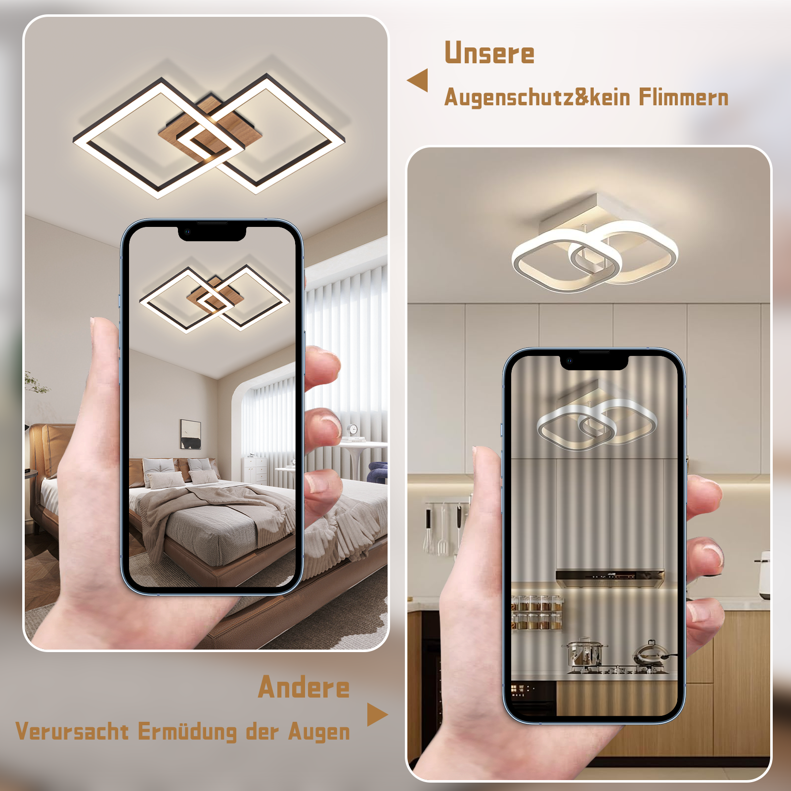 NETTLIFE Lampa sufitowa LED Czarne drewno 3000 K Ciepła biel Nowoczesny design 24 W - 5