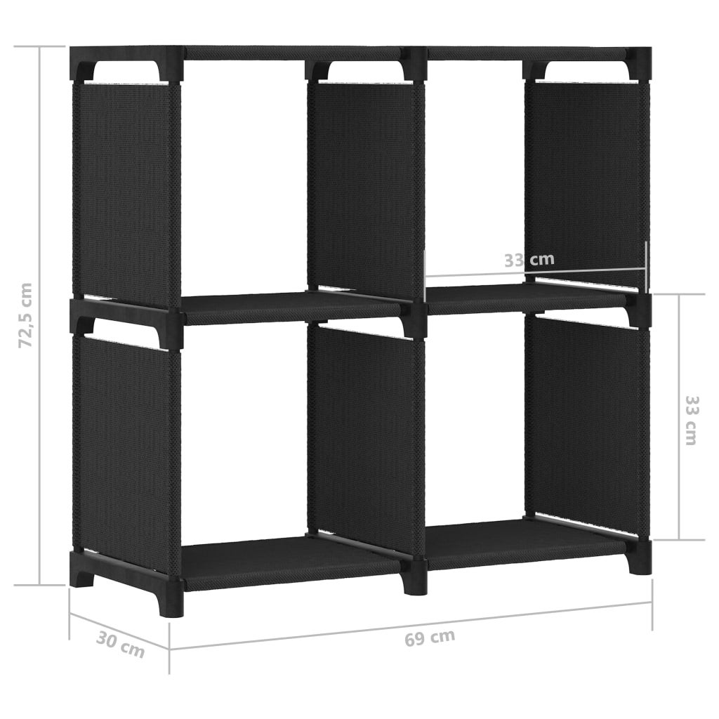 Estantería | Librería divisora de 4 cubos de tela negra 69x30x72,5 cm CFW31326 - 8