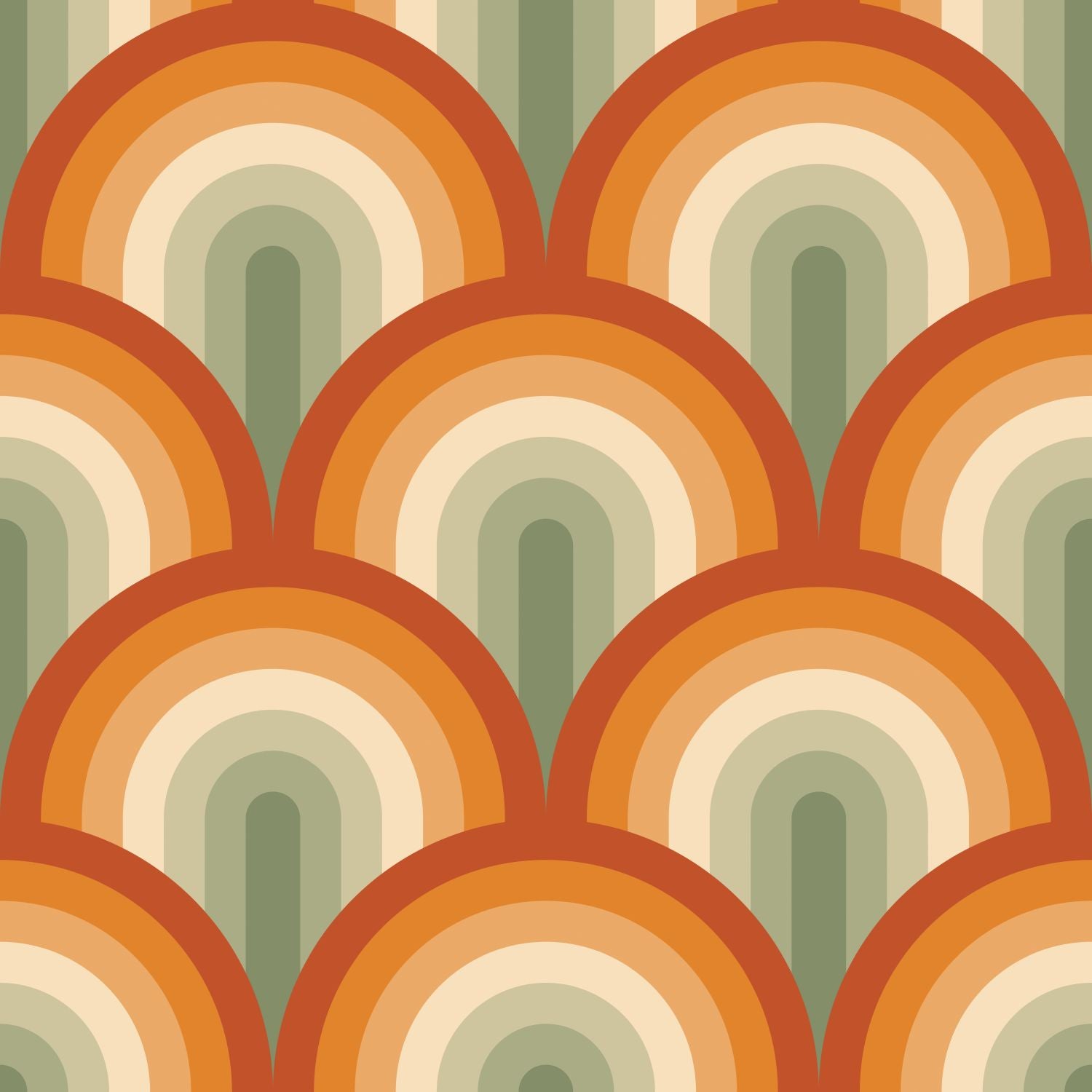 Carta da parati art deco verde e arancione - 50 x 900 cm - ESTAhome - 9