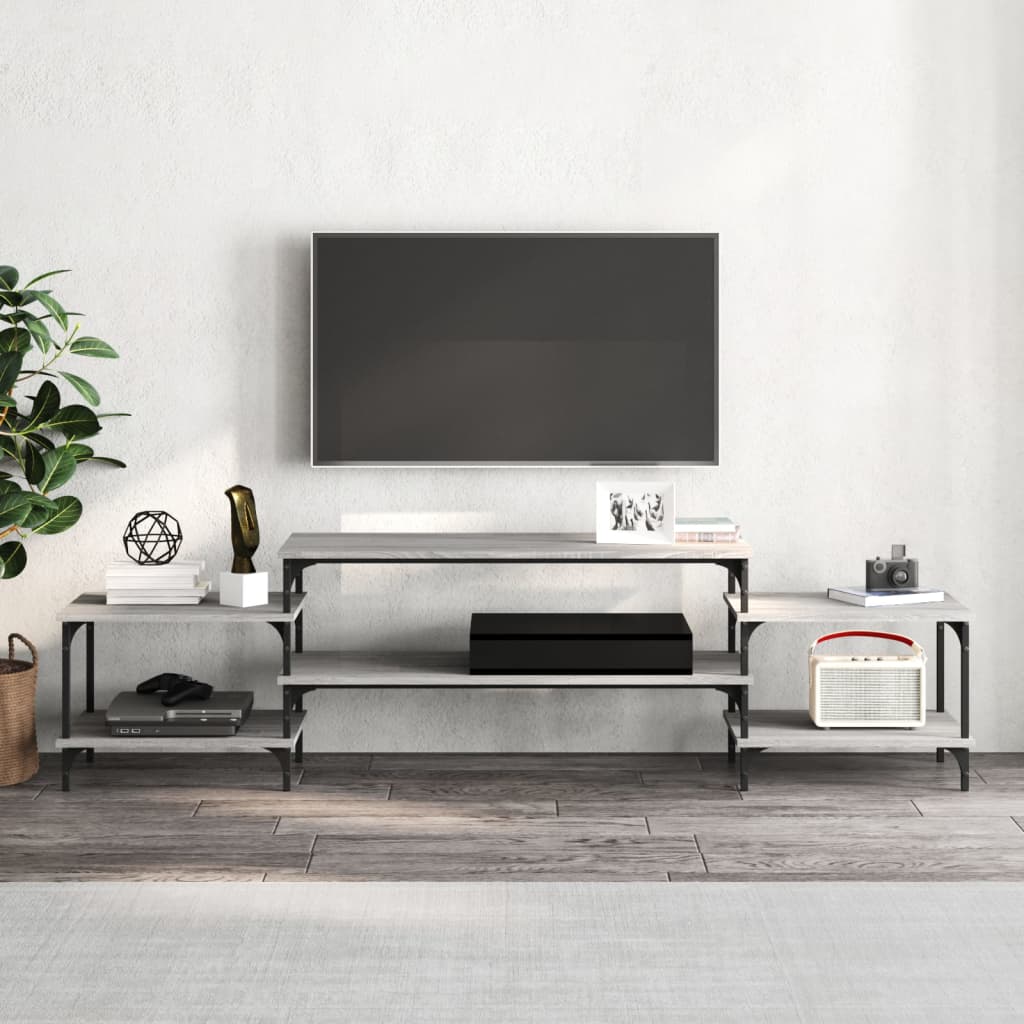 vidaXL Meuble TV sonoma gris 197x35x52 cm Bois d'ingénierie - 3