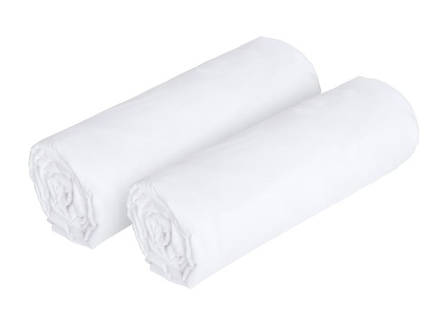 Lot de 2 draps housse en percale de coton 80 fils - 160 x 200 cm - Blanc - CHARMY