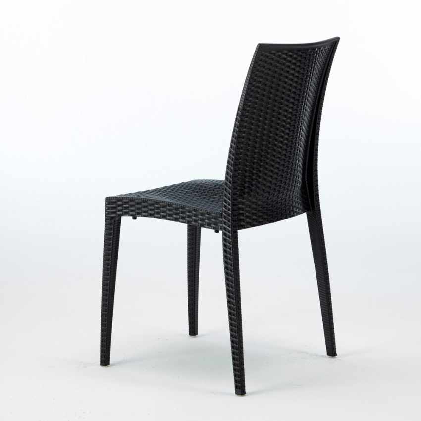 Chaise de jardin avec coussin Bistrot en Rattan synthétique Noir - 4