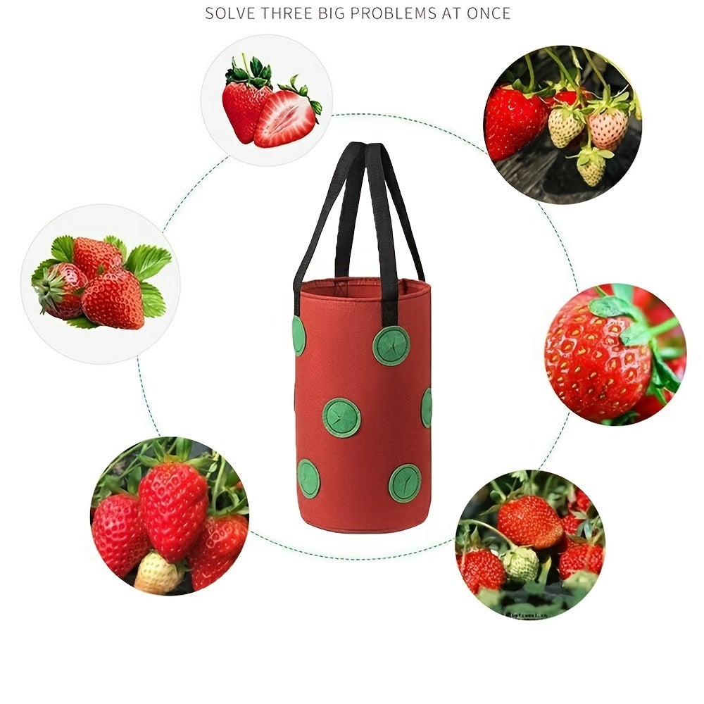 Lot De 4 Pots De Fleurs U00e0 L'envers Pour Fraises, Sacs De Culture U00e0 Suspendre Pour Tomates, Lu00e9gumes, 6 Trous De Plantation Avec 6 Crochets, Suspension U00e0 L'envers Pour Fraises Et Lu00e9gumes (vert Foncu00e9