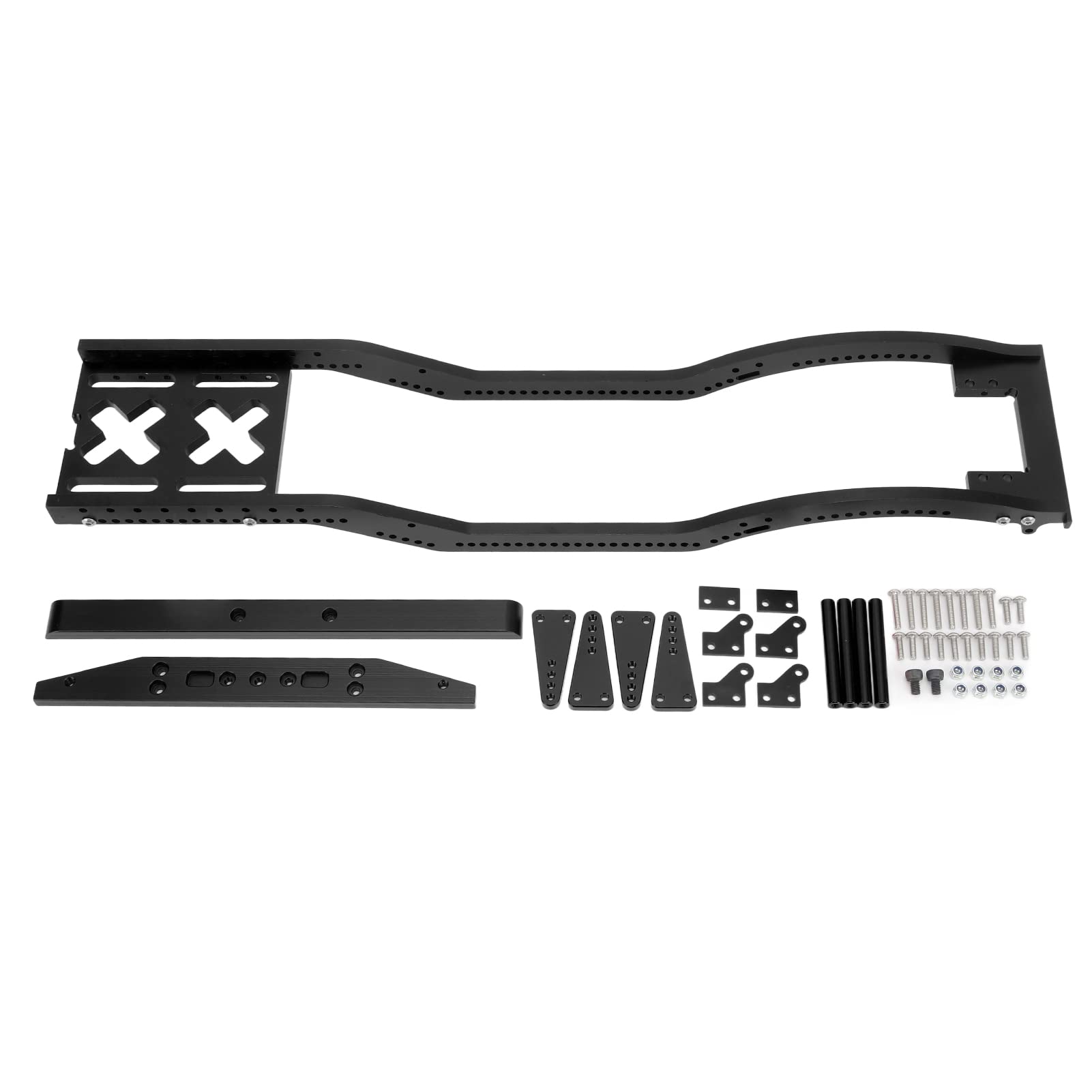 Telaio per auto RC in lega di alluminio con paraurti anteriore e posteriore per SCX10 D90 1/10 RC Crawler (nero) - 7