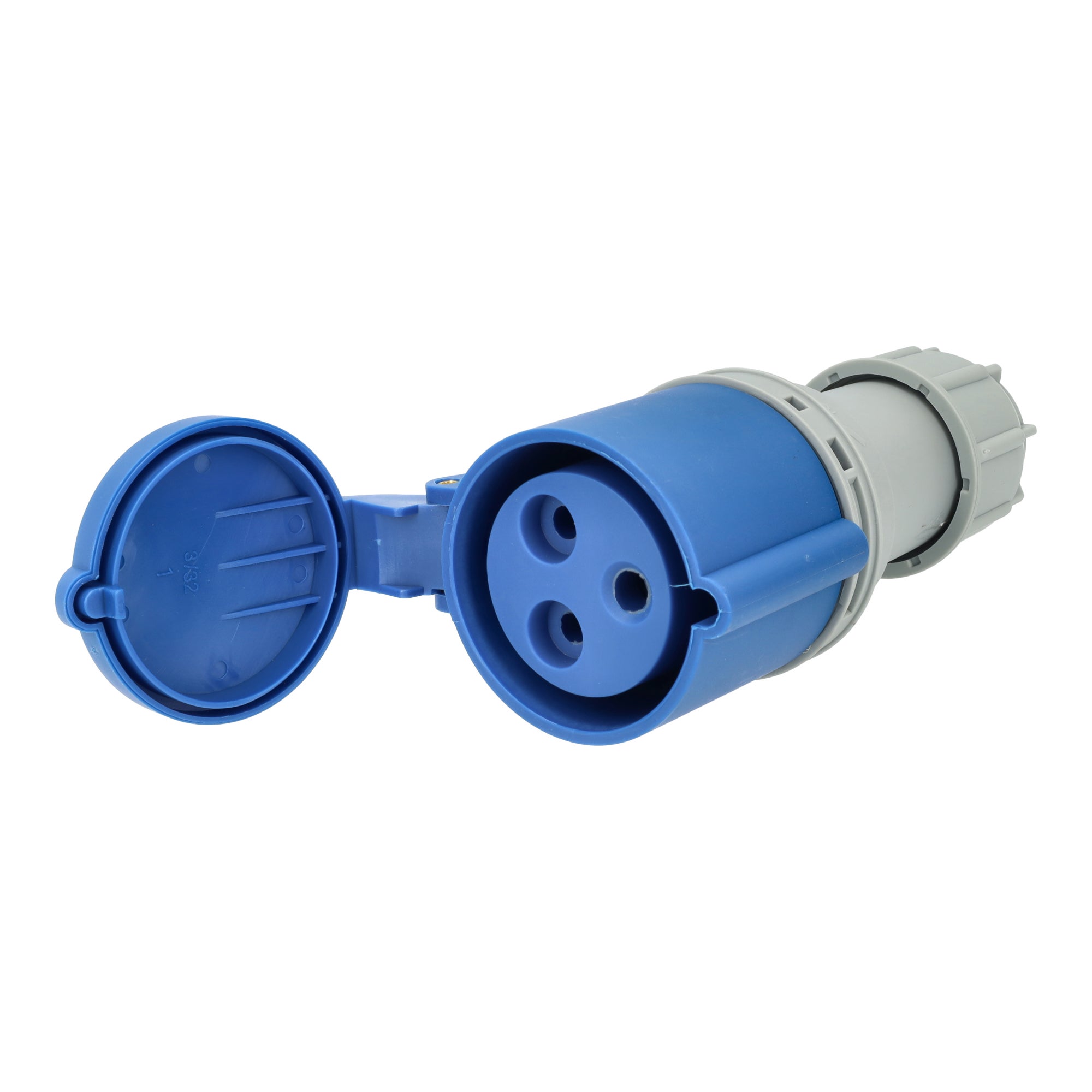 Wtyczka podstawowa złącza zasilania, gniazdo przemysłowe 2P+E 6H 200-250 Vac IP44 (32A antena żeńska)