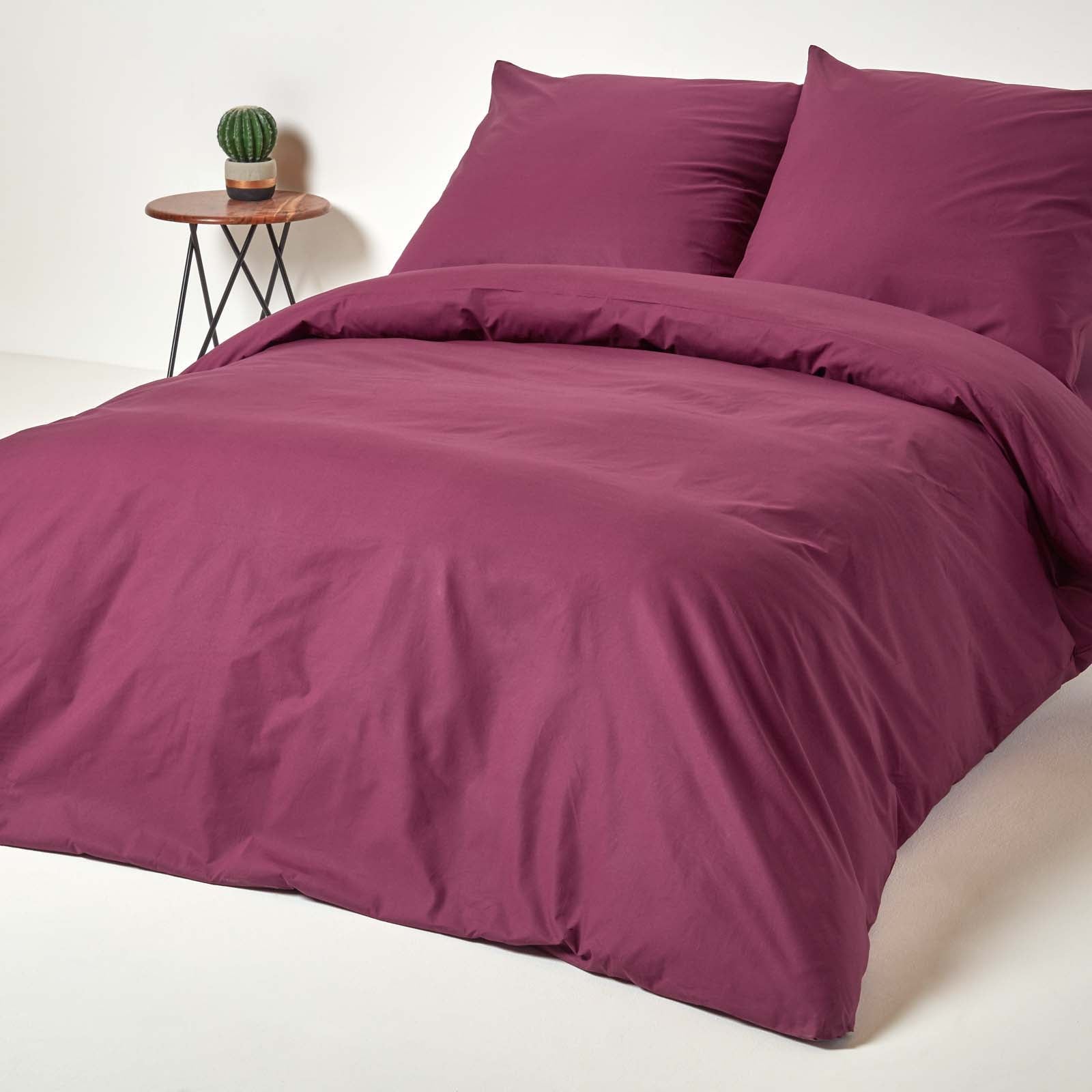 Homescapes Parure de lit Prune 100% coton Egyptien 200 Fils 155 x 220 cm - 2