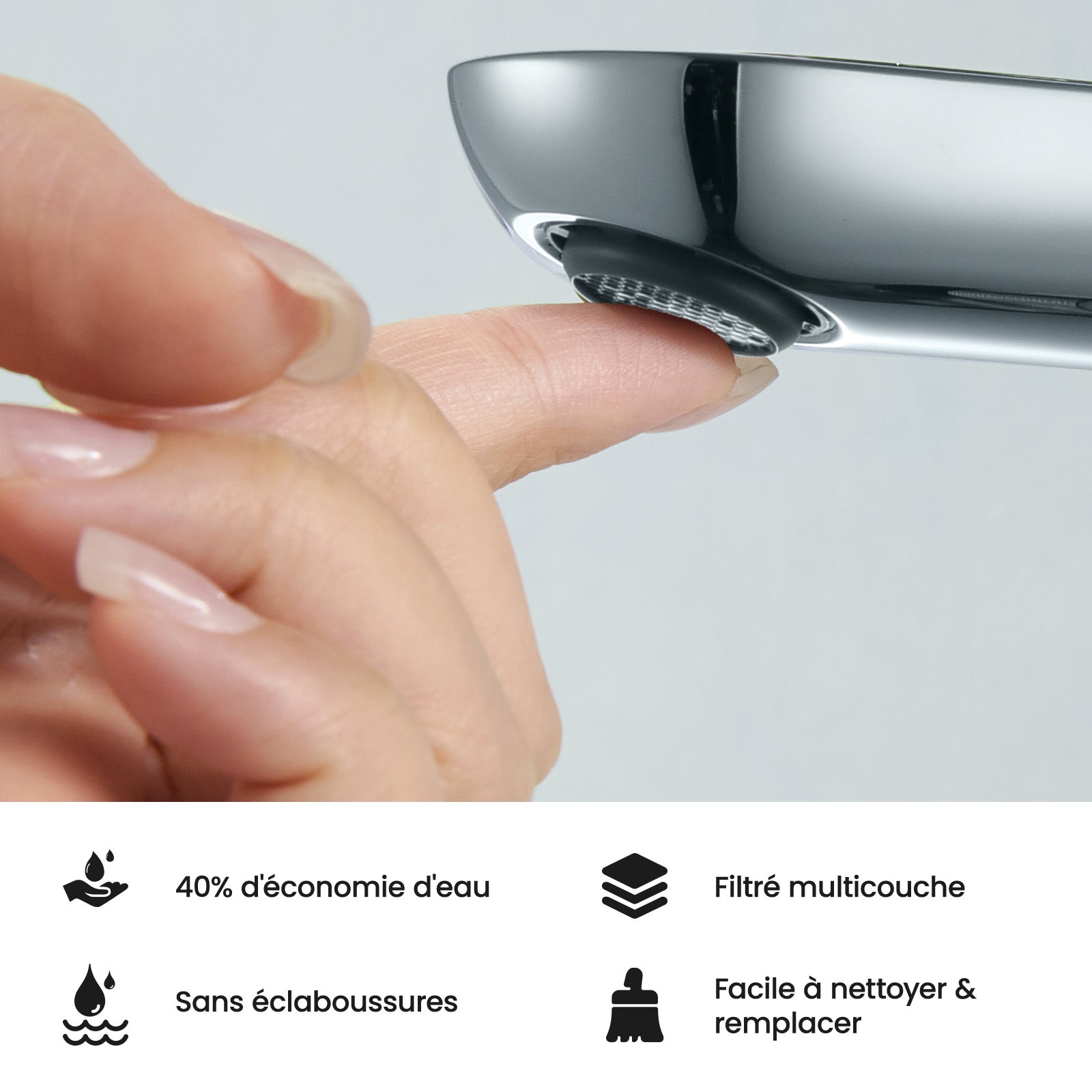 CECIPA MAX Moderne Mitigeur de Lavabo Rond avec bas Bec Robinet de lavabo et vasque Chrom Mitigeur pour Salle de Bain - 5