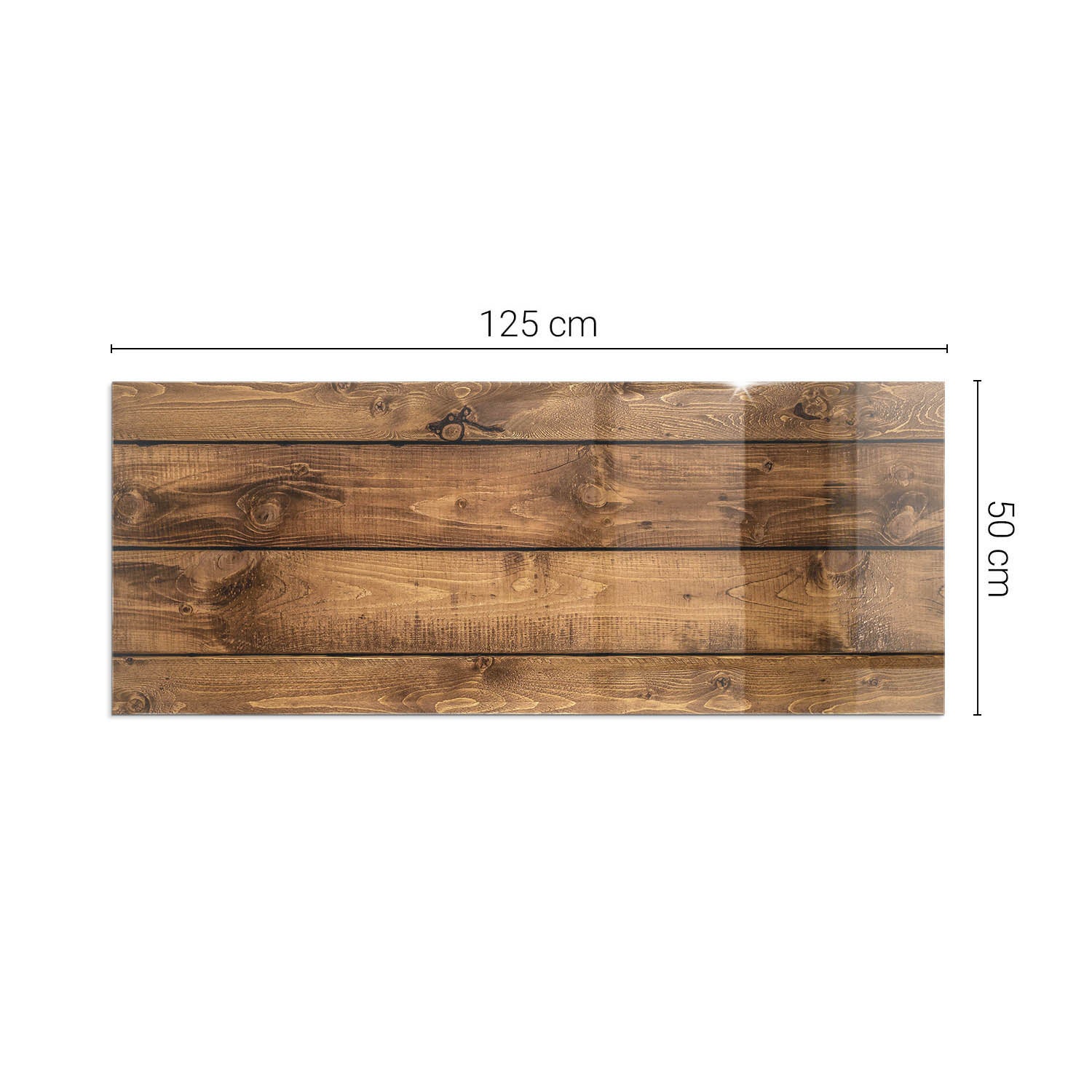 Szkło hartowane na podłogę pod kominek - 125x50 cm - Deska drewniana w słoje - TULUP - 2