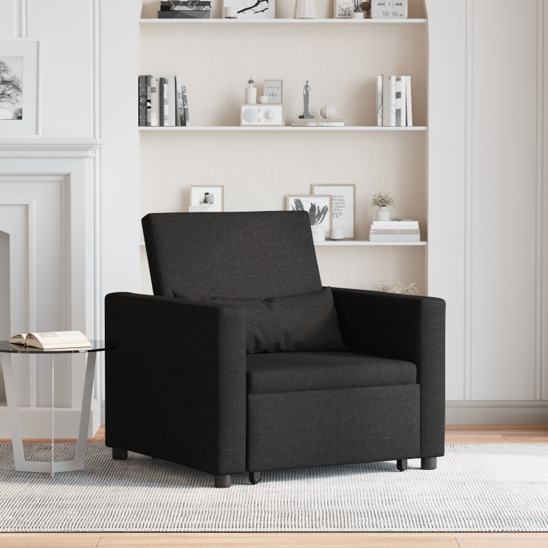 Rozkładana sofa jednoosobowa Czarny 90 x 165 x 87 cm tkanina vidaXL