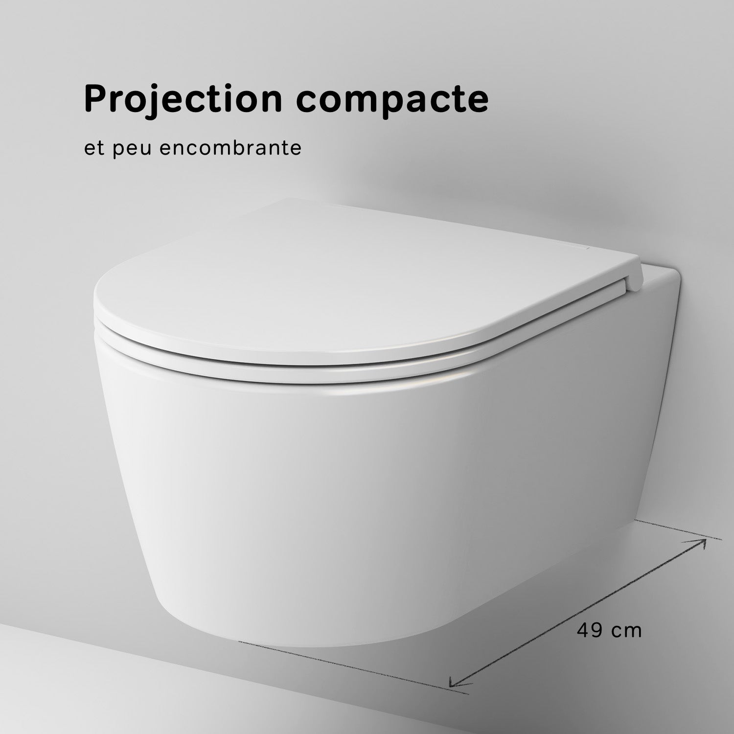 Pack WC suspendu bâti mural et cuvette Plaque Round Blanche Pack WC Bati-support AM.PM Func - 11