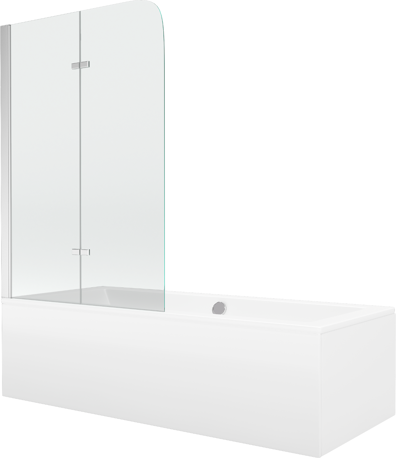 Mexen Cube wanna prostokątna 180 x 80 cm z obudową i parawanem 2-skrzydłowym 80 cm, transparent, chrom - 550518080X9008020100