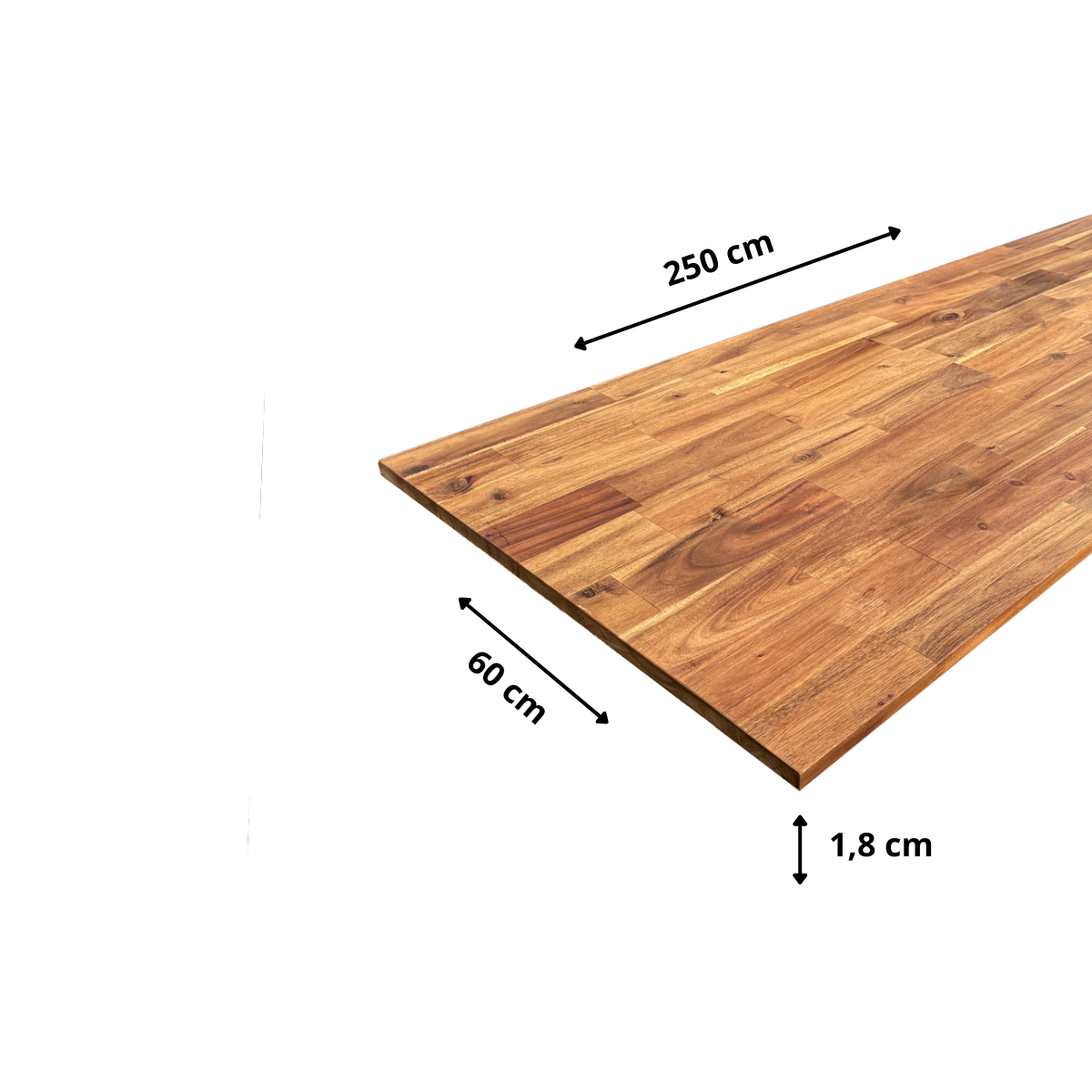 Tablette Acacia Pré-Huilé Teck Abouté, L.250 cm x l.60 cm, Ep.18 mm - 4