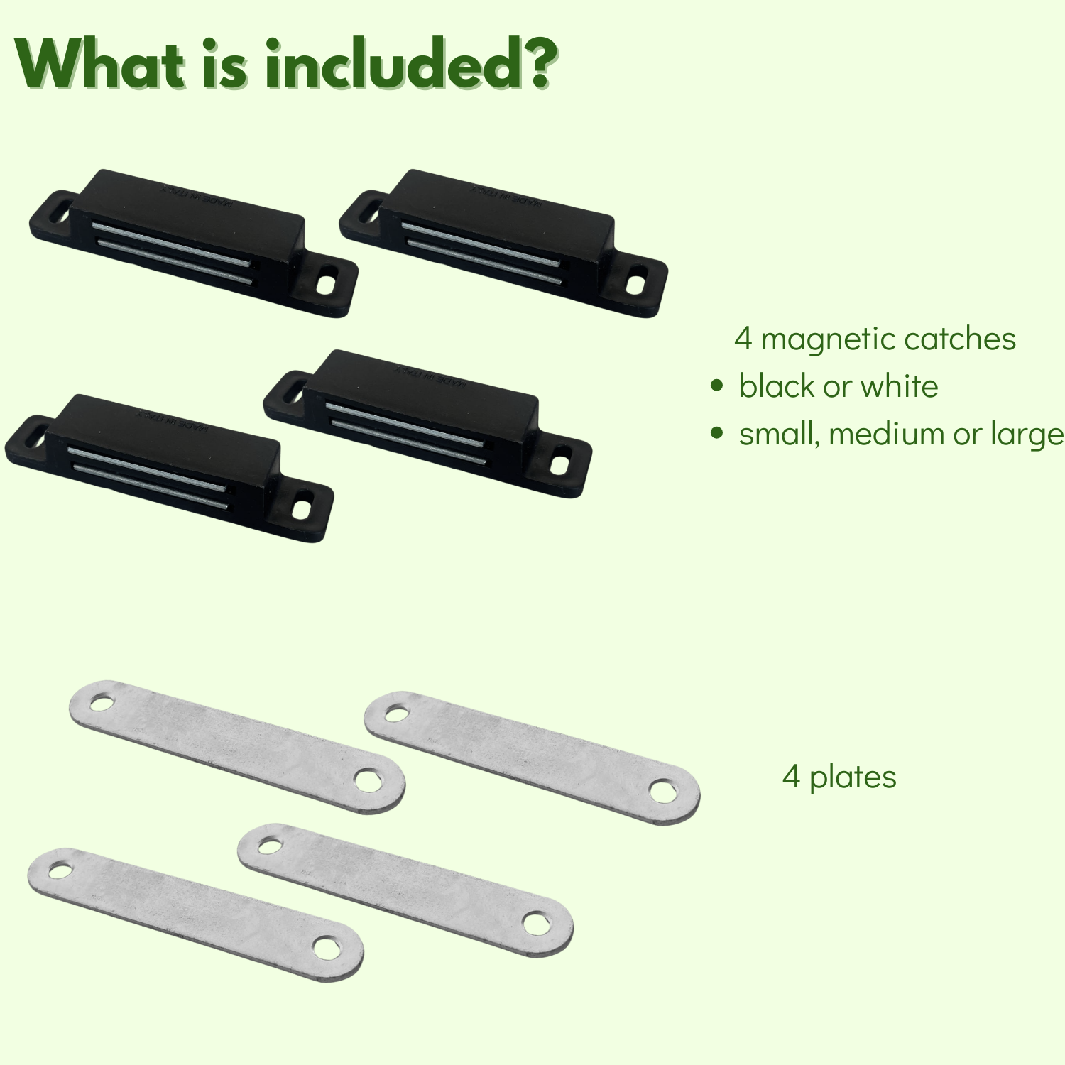 Fermeture magnétique pour meubles, portes, armoires et tiroirs, loquet magnétique avec aimant pour battants - 4 pièces - (Blanc, Moyen). - 4
