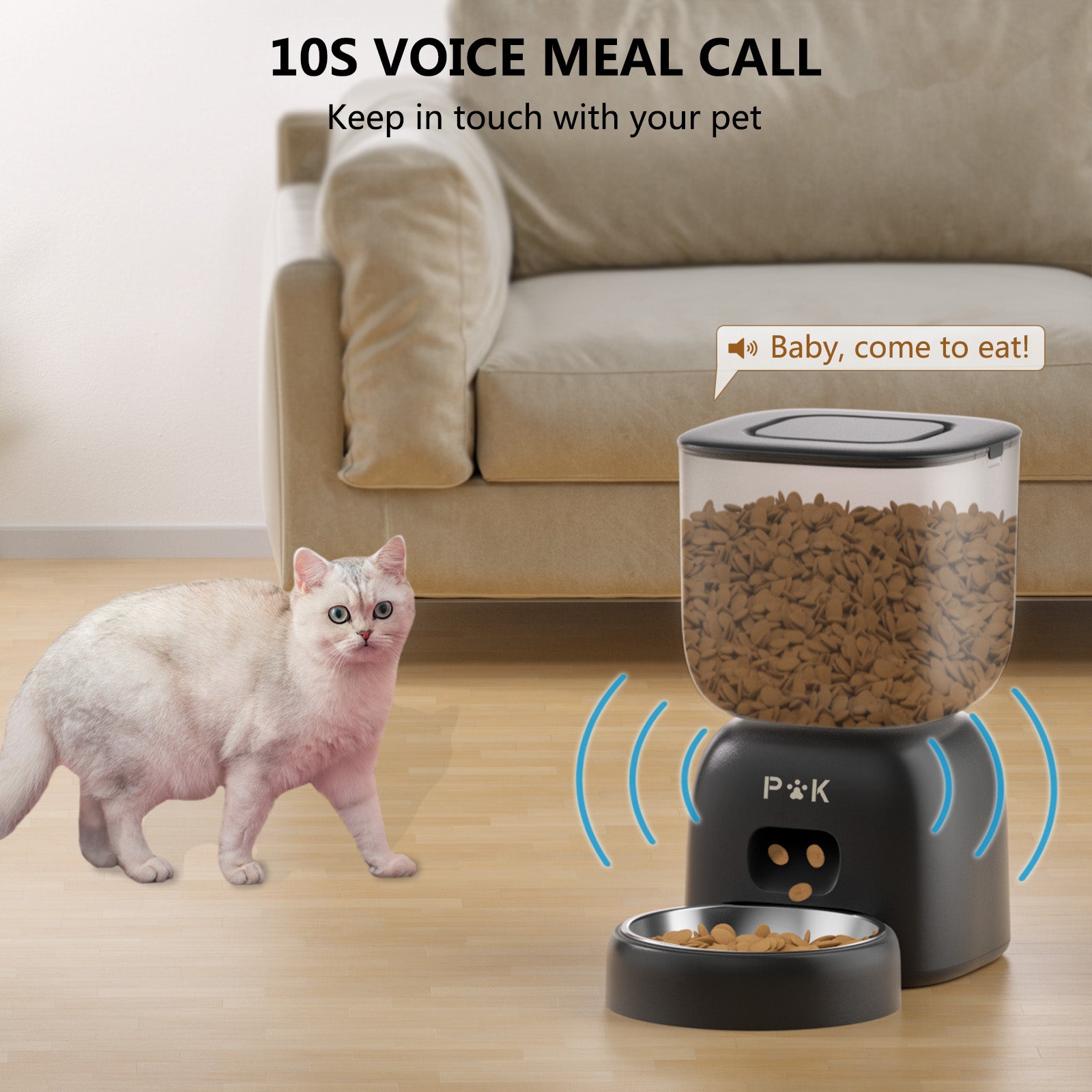 3L Distributeur Croquettes Chat Automatique Noir Mangeoire Automatique pour Chat, Peut Nourrir 4 Repas par Jour - 7