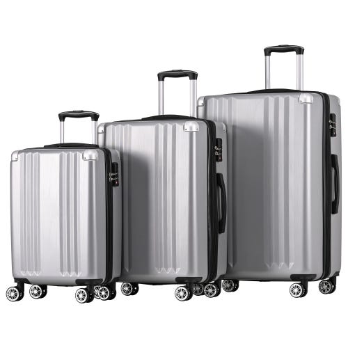 vidaXL Jeu de Valises Rigides 3 Pièces Ensemble Coffres Bagages Valises de Voyage Trolley Roulette Sac de Voyage Rangement Vacances Argenté 45,5/55/66 cm vidaXL Jeu de Valises Rigides 3 Pièces Ensemble Coffres Bagages Valises de Voyage Trolley Roulette Sac de Voyage Rangement Vacances Argenté 45,5/55/66 cm