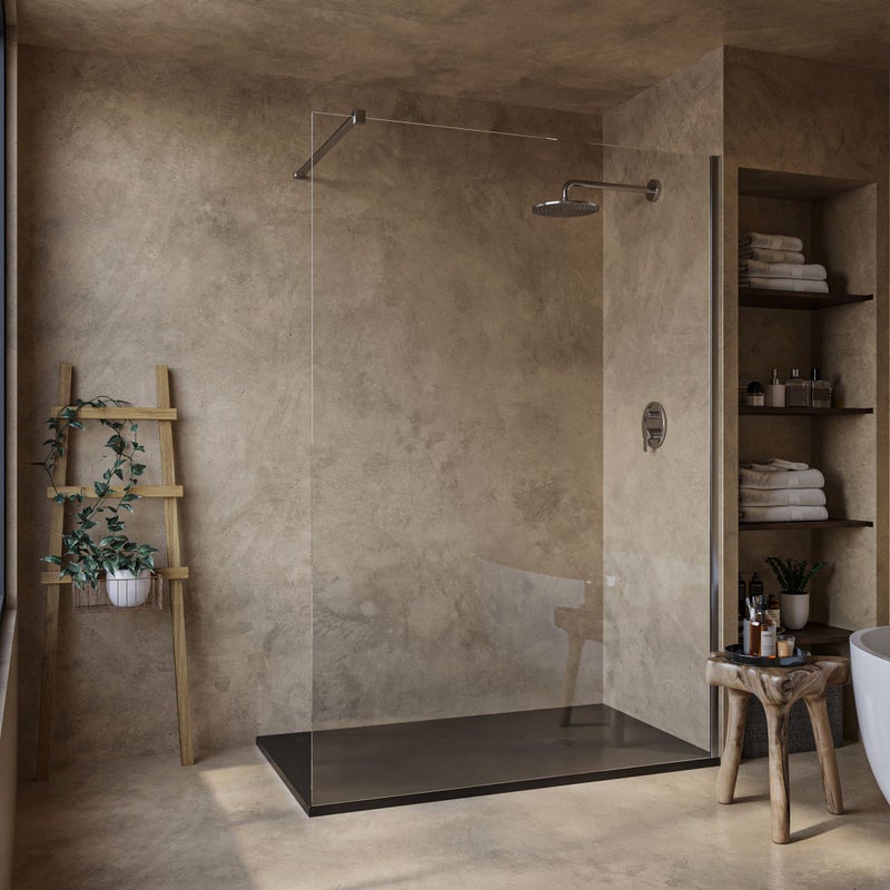 SOULHOME Brodzik prysznicowy– Żywica– Gel Coat– Gładka/Kamienna tekstura – Antypoślizgowy – Kolor czarny – 140x100- Niski 3 cm– SAME