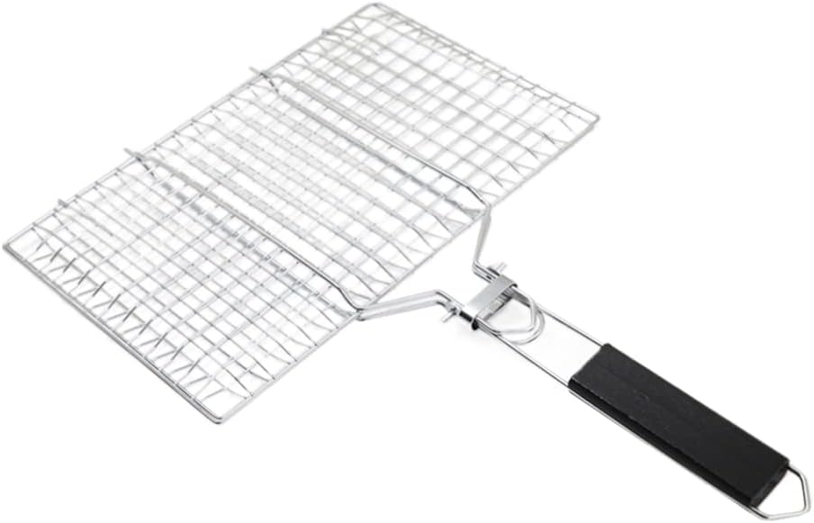 Składany ruszt do grilla, kosz do grilla ze stali nierdzewnej, akcesoria do grilla, siatka do grilla, odpowiedni na kemping i grilla, 50*32 cm