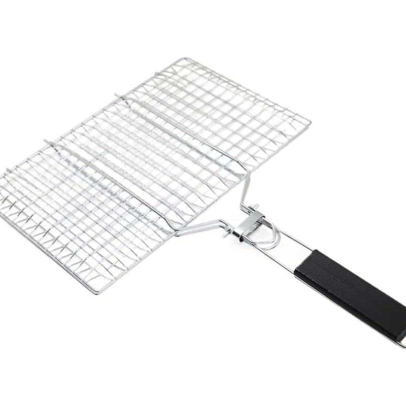 Składany ruszt do grilla, kosz do grilla ze stali nierdzewnej, akcesoria do grilla, siatka do grilla, odpowiedni na kemping i grilla, 50*32 cm