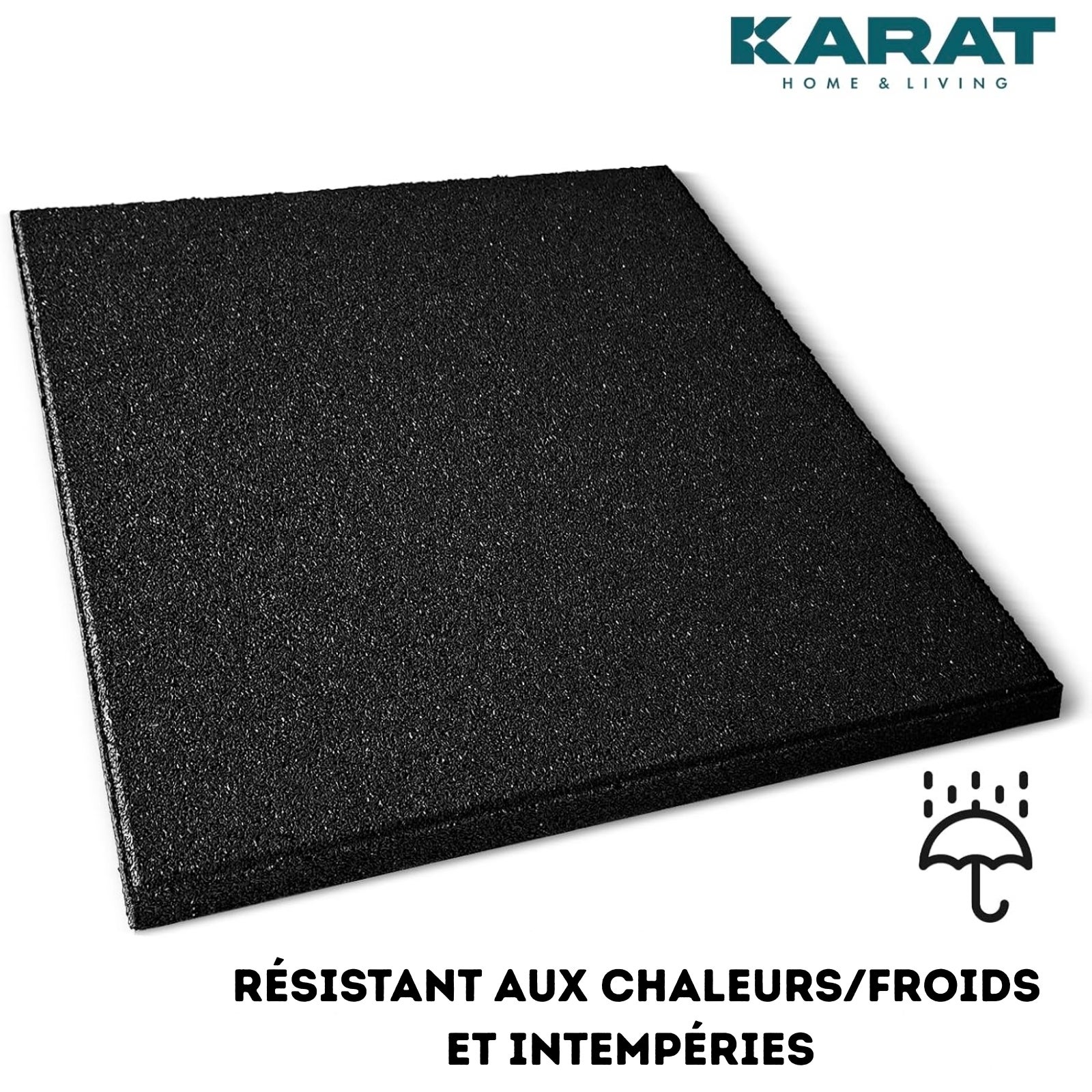 x 1 Dalle de protection Surface amortissante 50 x 50 cm, Ep : 25 mm, Noir - 5