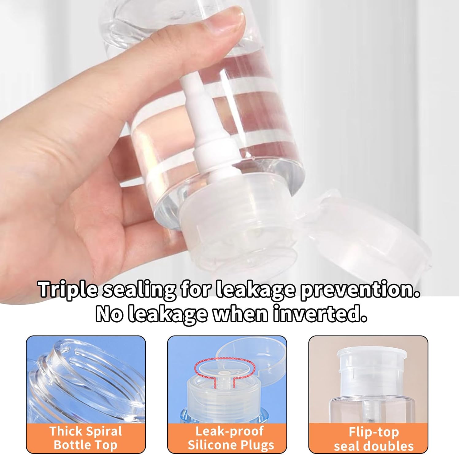 2 Pièces Flacon Pompe Vide 200ml,Flacons Voyage Pompe Vide,Liquide Distributeurs,pour Chargement de liquides Dissolvant de Vernis à Ongles - 4
