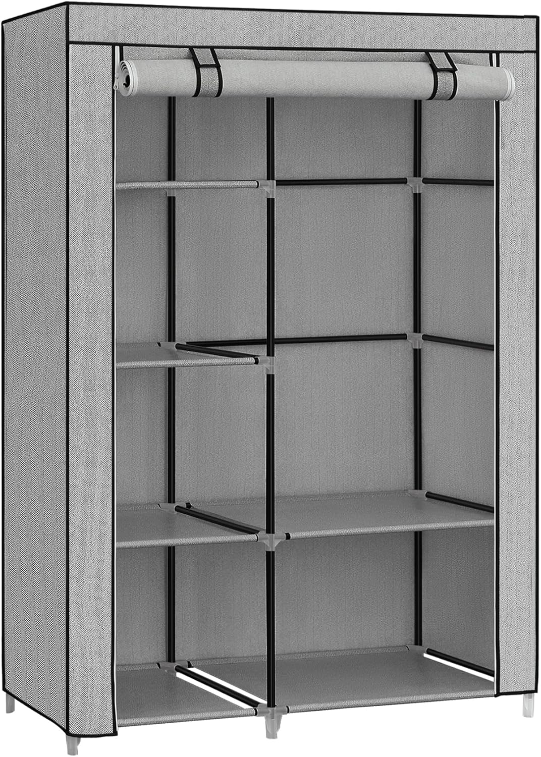 Armoire à Vêtements SONGMICS 6 Étages - Penderie Tissu Gris Chevrons 168cm