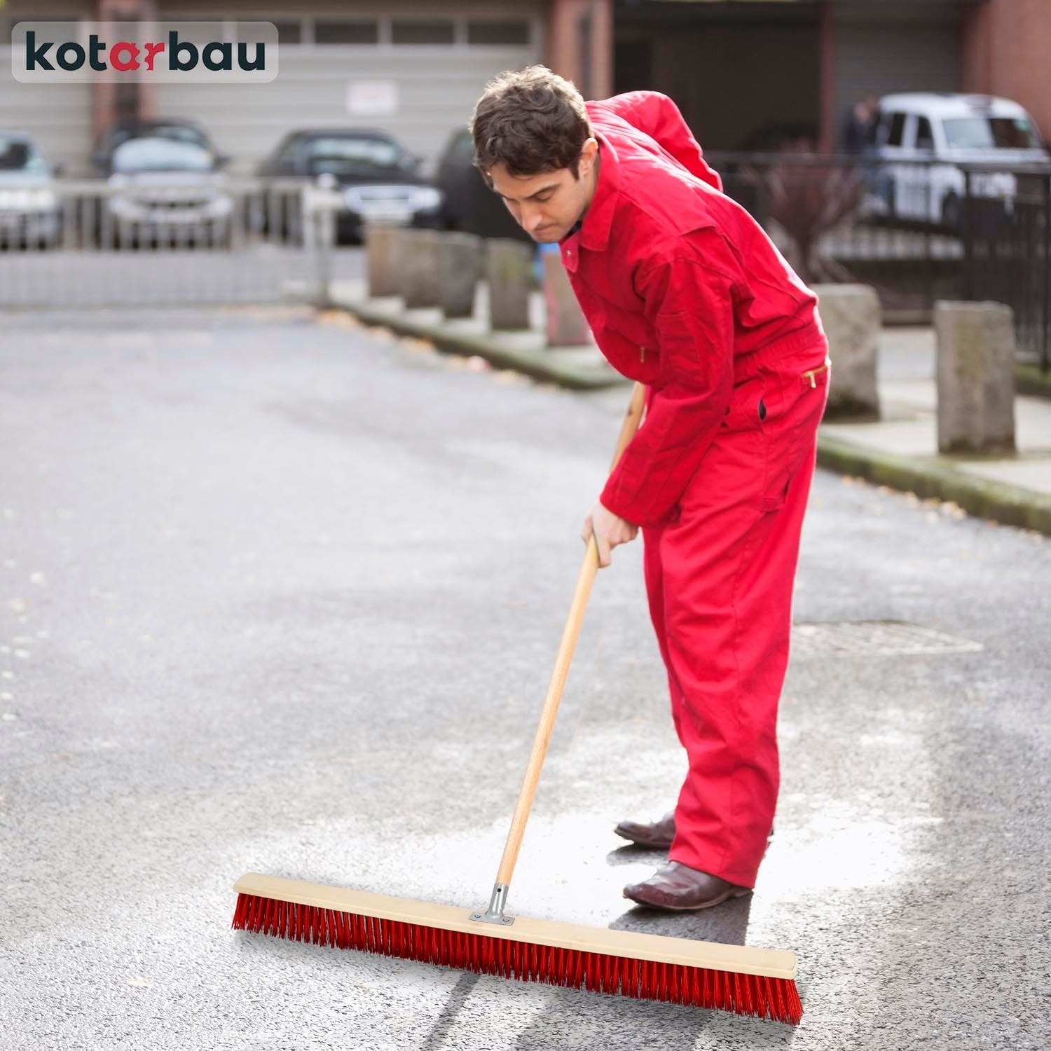 Balai de Route 1000 mm avec Manche pour le Nettoyage des Terrasses, Garages et Jardins - Balai de Jardin - Balai Industriel - KOTARBAU - 2
