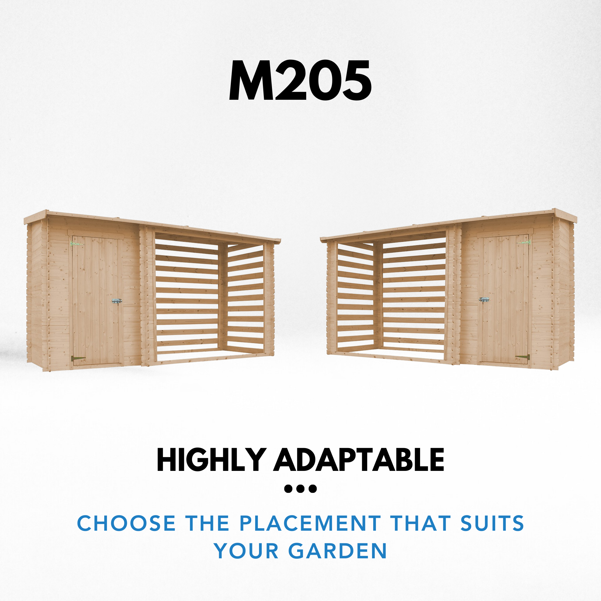 Abri de jardin+ Chalet pour vélos/ Bucher/Abri conteneur - Cabane de jardin avec Toit plat - 344 x 130 cm - 2,54 m2+1,1 m2 - TIMBELA M205 - 8