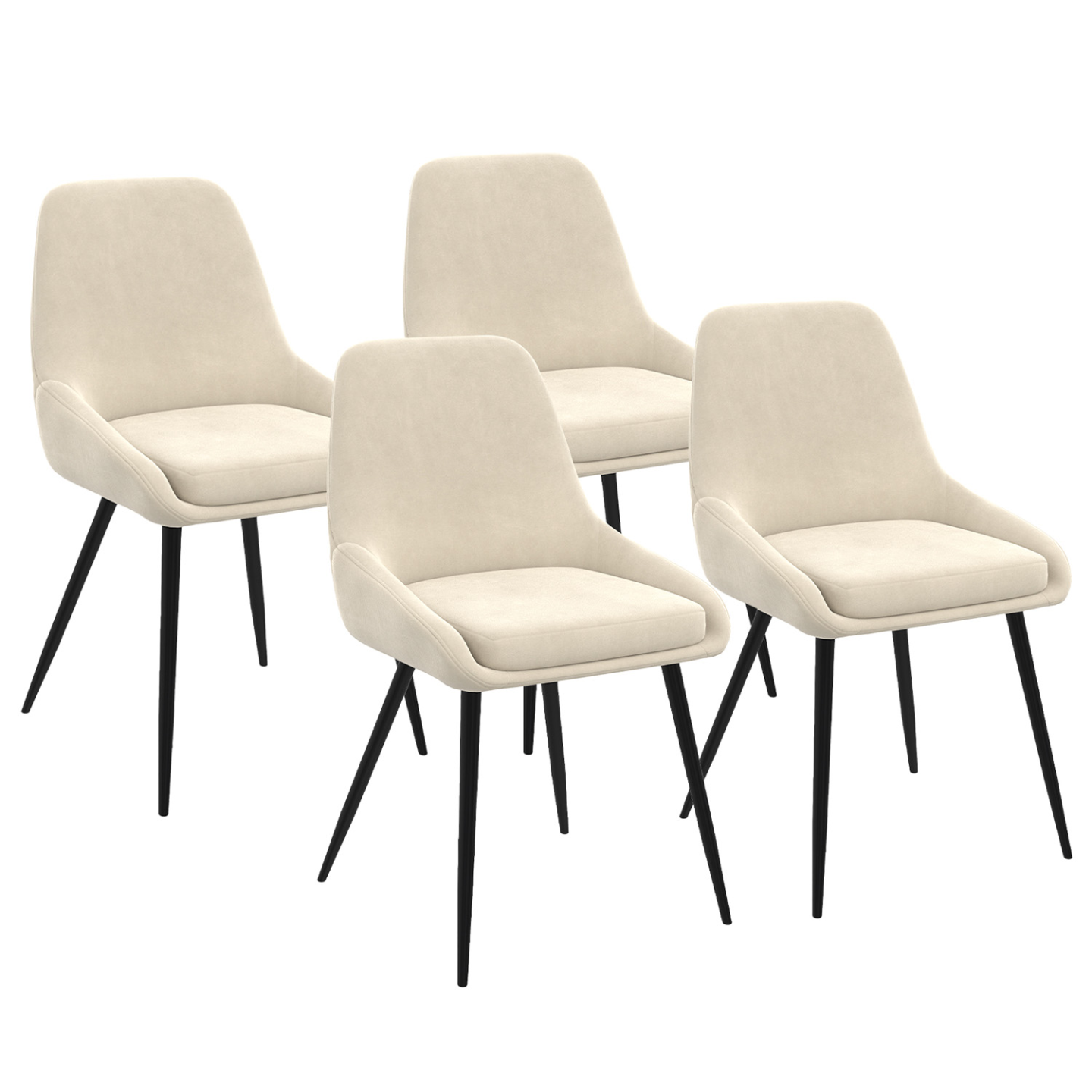 Lot de 4 chaises THALYA en velours beige avec accoudoirs - 2