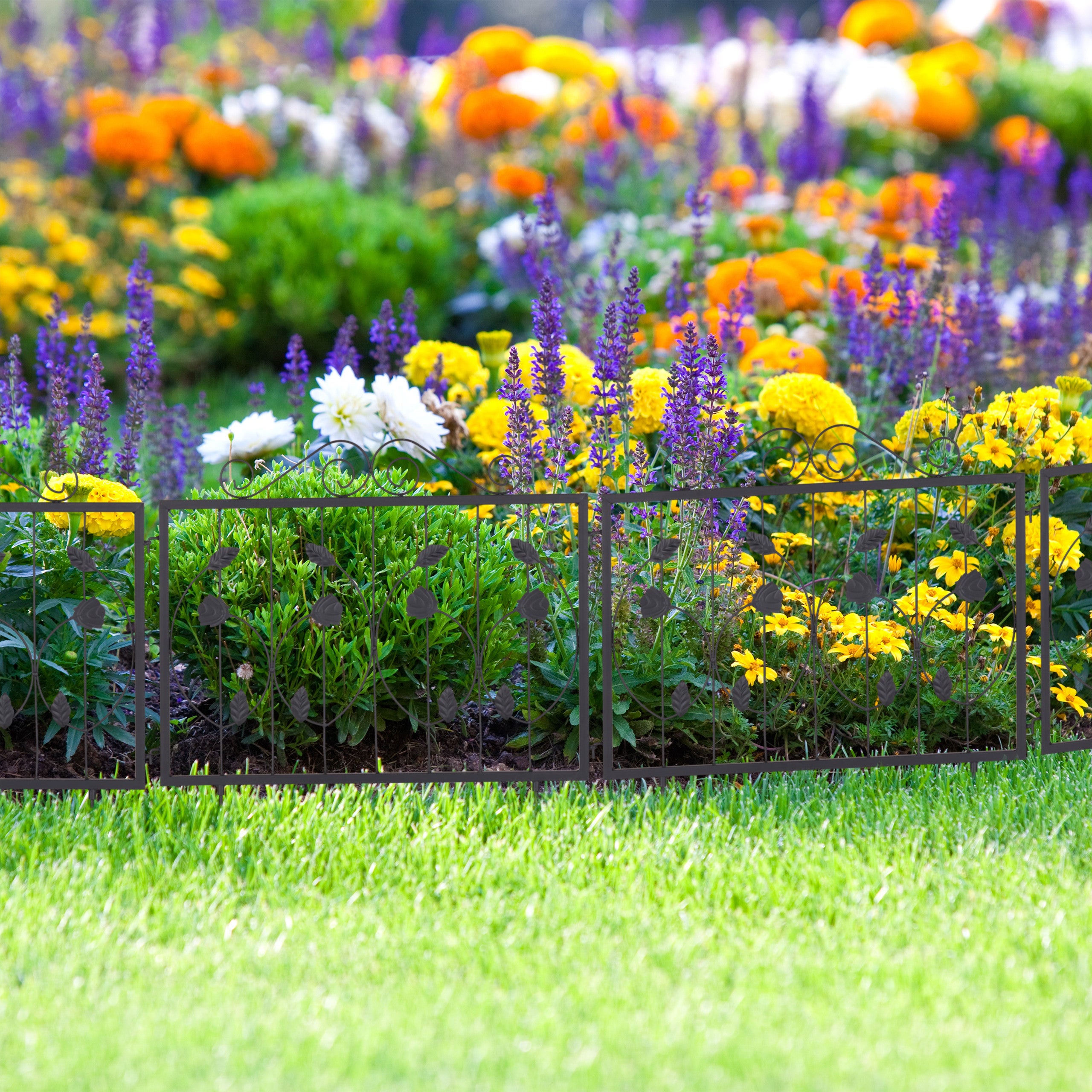 Bordure De Jardin Décorative En Plastique Noir - 6 éléments - 4 M Total - Hauteur 30 Cm - Piquets Inclus - Parterre/potager
