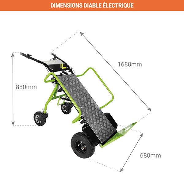 Chariot diable électrique avec grand plateau - Charge 260kg - ZI-ET260 - 2