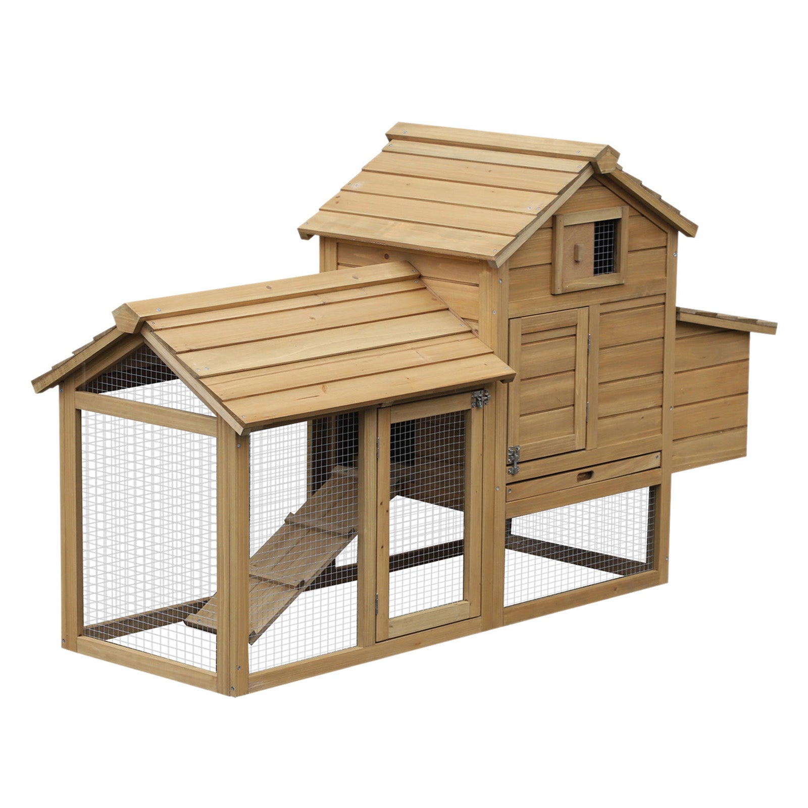 Galinheiro Madeira Exterior 150x54x87cm para 2-3 Galinhas com Cercado Teto Abatível Ninho - 2