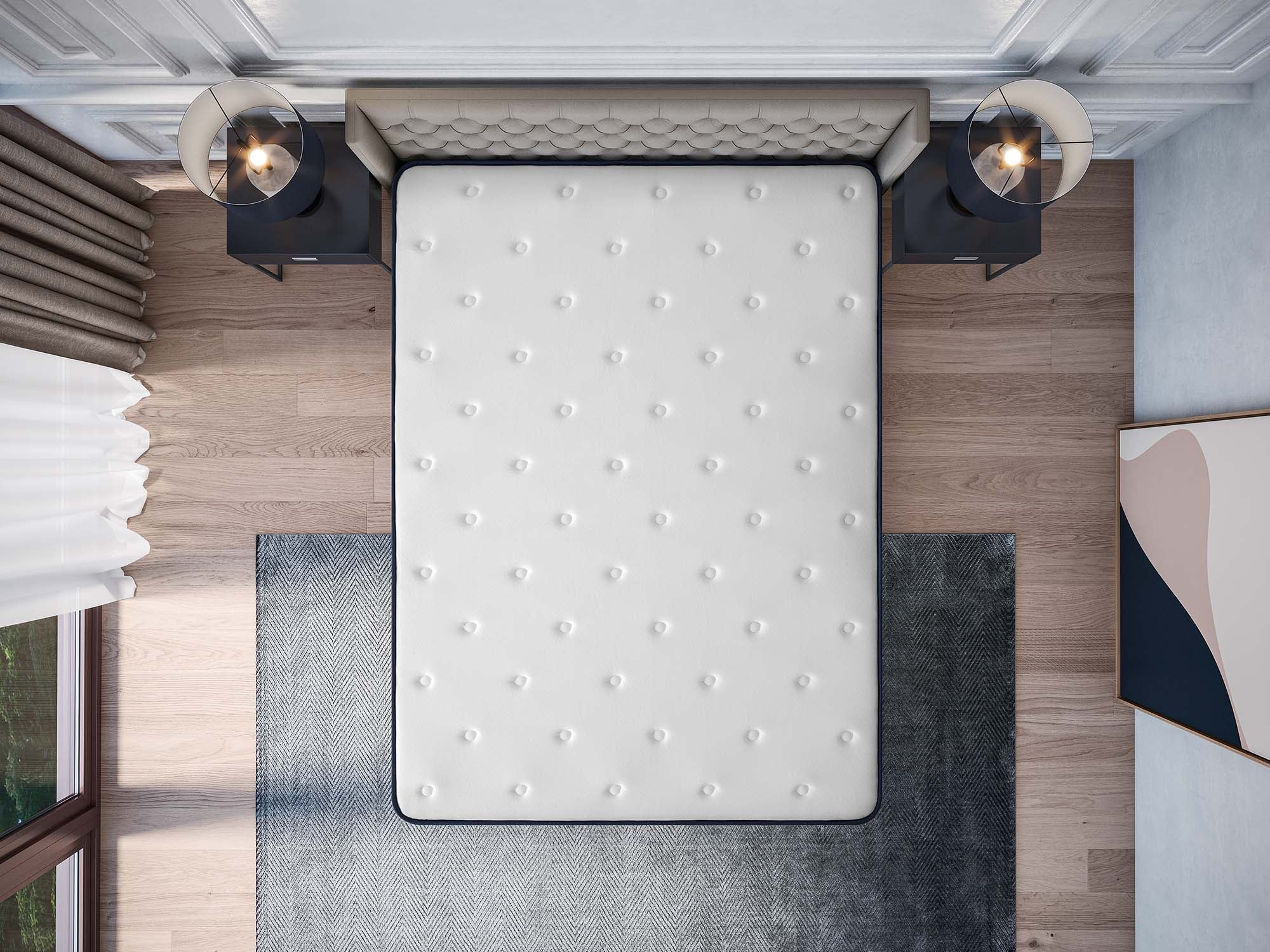 Matelas Upsilon 140x200 cm - Multicouches HR - Blue Latex - Confort Premium - Mousse à Mémoire de forme - Très épais 30 cm - 7 Zones - Reversible - 3