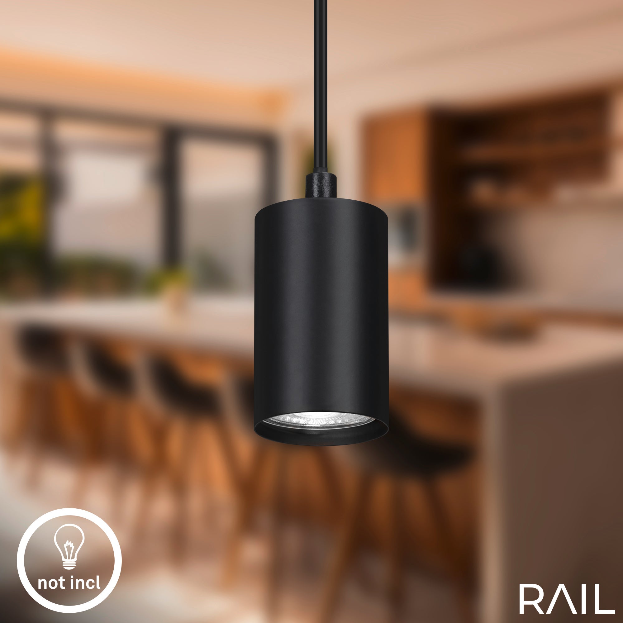 Pendente Per Binari Rail Metallo Nero Opaco 1 Luce Gu10 - 6