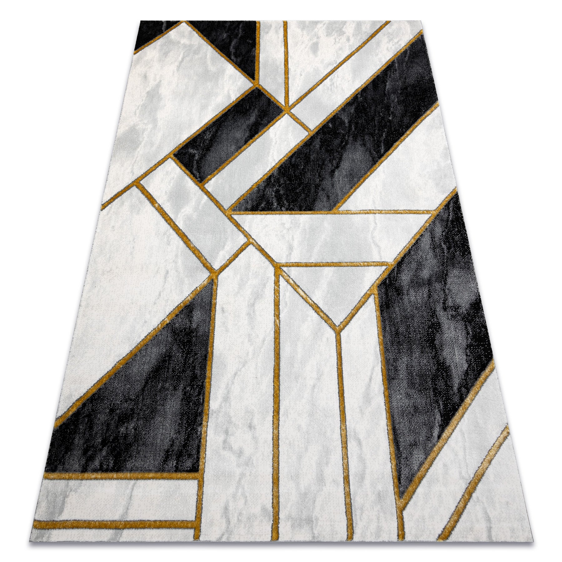 Dywan EMERALD ekskluzywny 1015 glamour, stylowy marmur, geometryczny czarny / złoty 160x220 cm