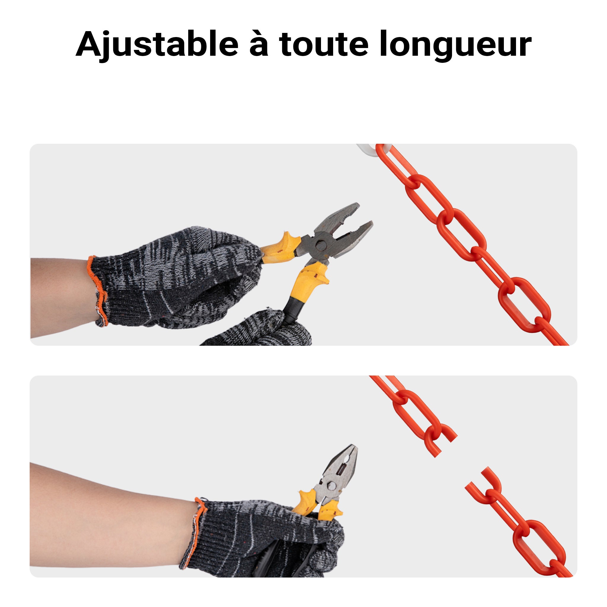 Wiltec Chaîne de signalisation rouge et blanche – en PVC – 5 m de long – diamètre 6 mm – Balisage pour Chantier, Circulation, Évènements, Files d’a... - 4