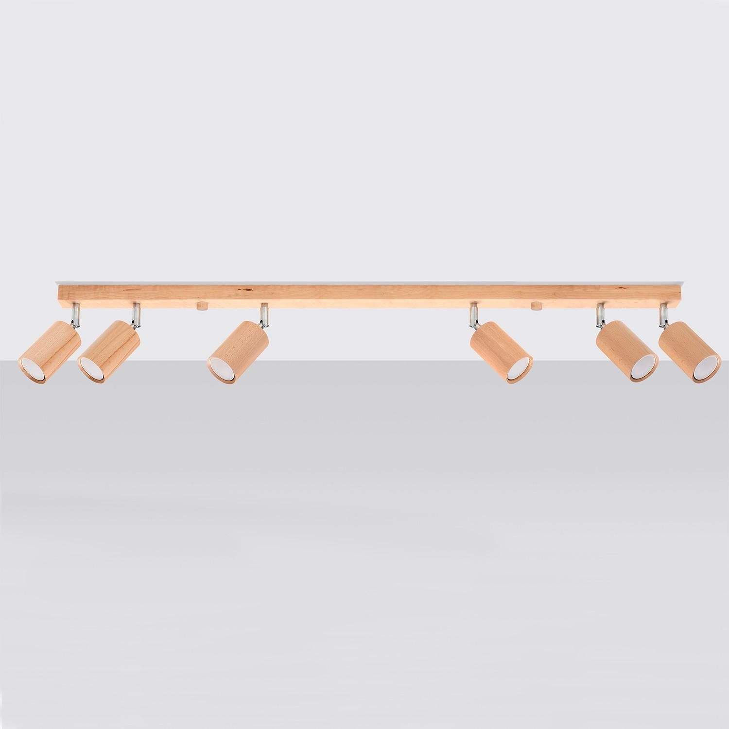 Reflektor sufitowy spot natynkowy Berg listwa jasne drewno-chromowany 6xGU10x40W wym: 5 x 120 cm metal Sollux Lighting