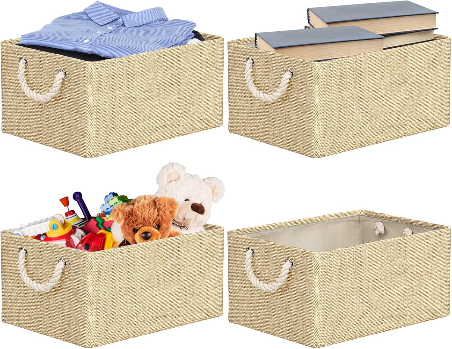 Lot de 4 Boîte de Rangement en Tissu, 40 x 30 x 20 cm, Panier de ...