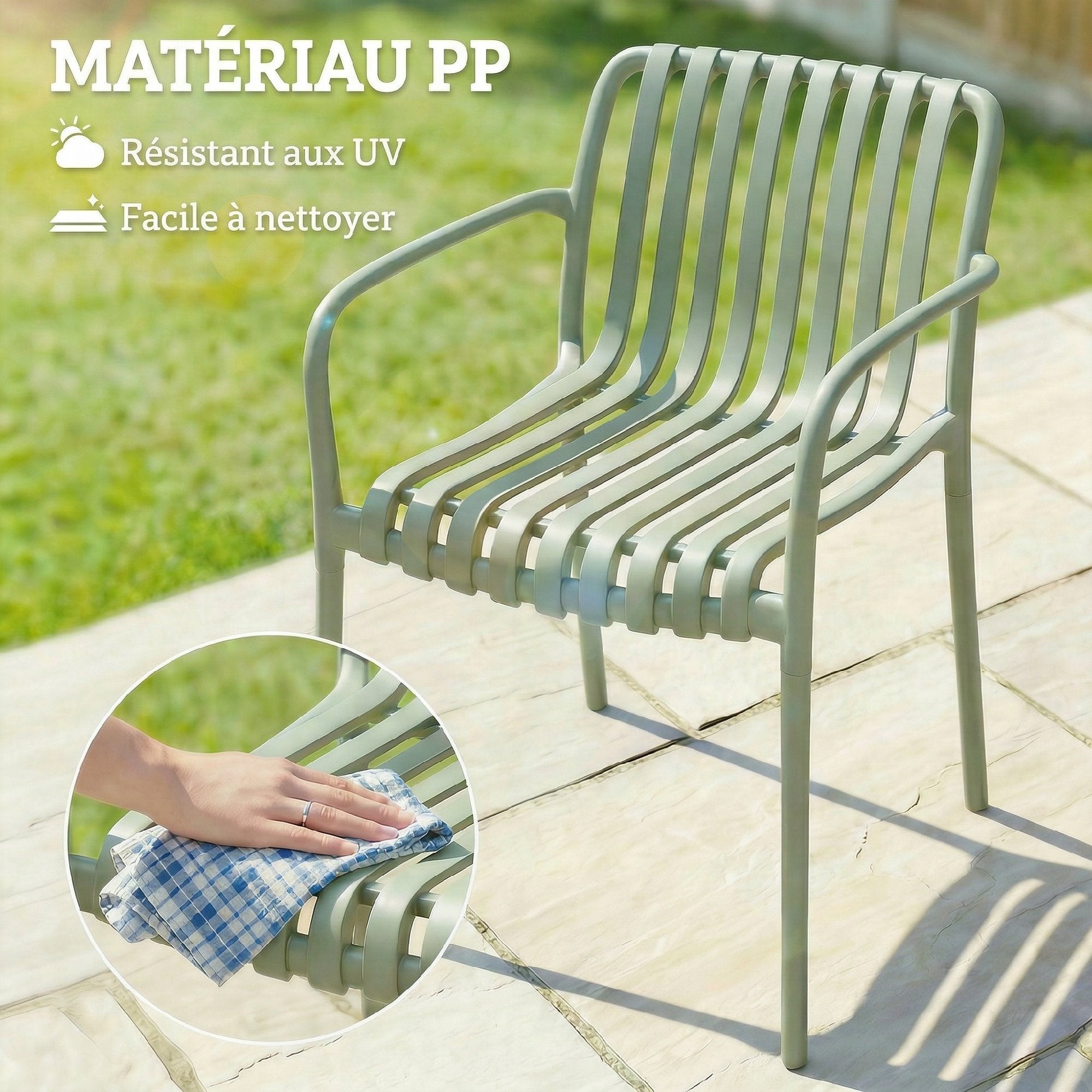 Chaise de jardin extérieure pp 4 places Outsunny - 7