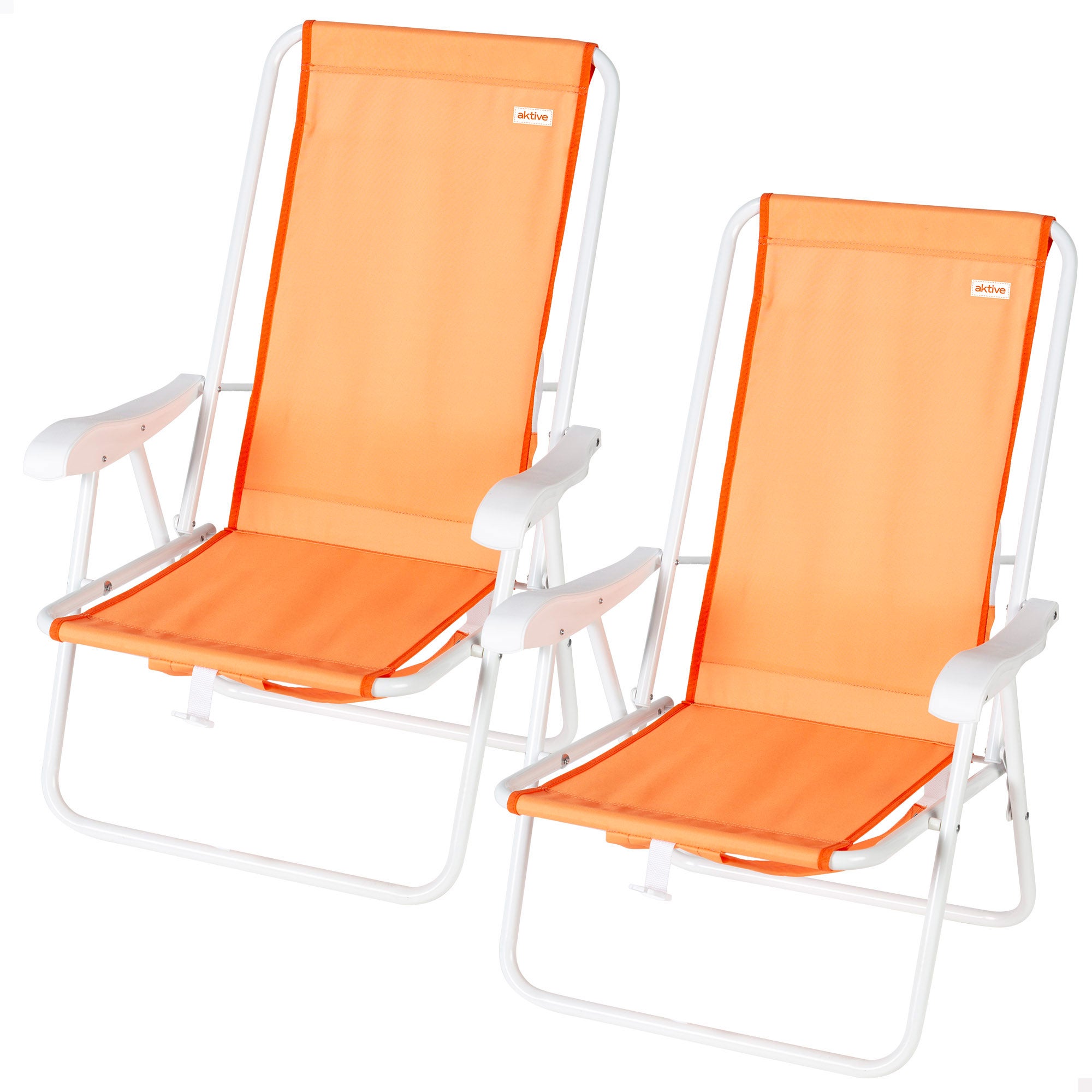 Pack 2 sillas playa medio fijas 44x40x81 cm naranja