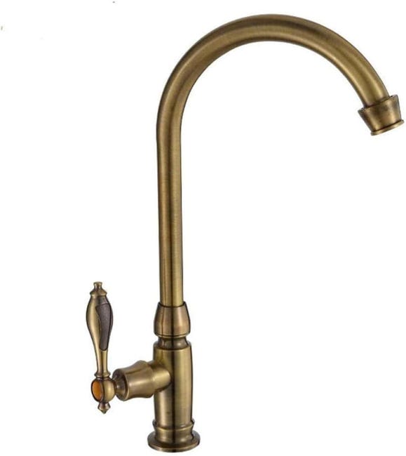 Ten minimalistyczny, w stylu retro mosiężny kran kuchenny dostarcza wyłącznie zimną wodę i jest łatwy do czyszczenia.
