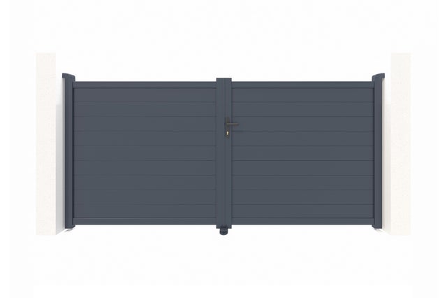 Portail battant 3m EIGER H.160cm aluminium gris