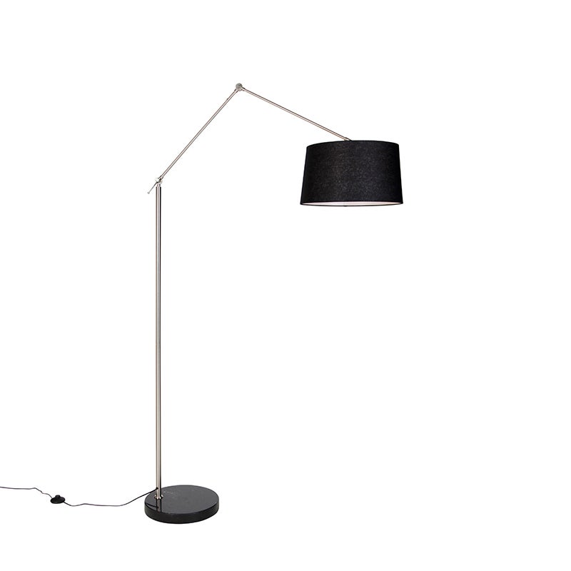 Qazqa nowoczesny lampa podłogowa z kloszem - Editor - czarny, max. 60w, kompatybilny z żarówką LED, e27, 190.8cm, IP20