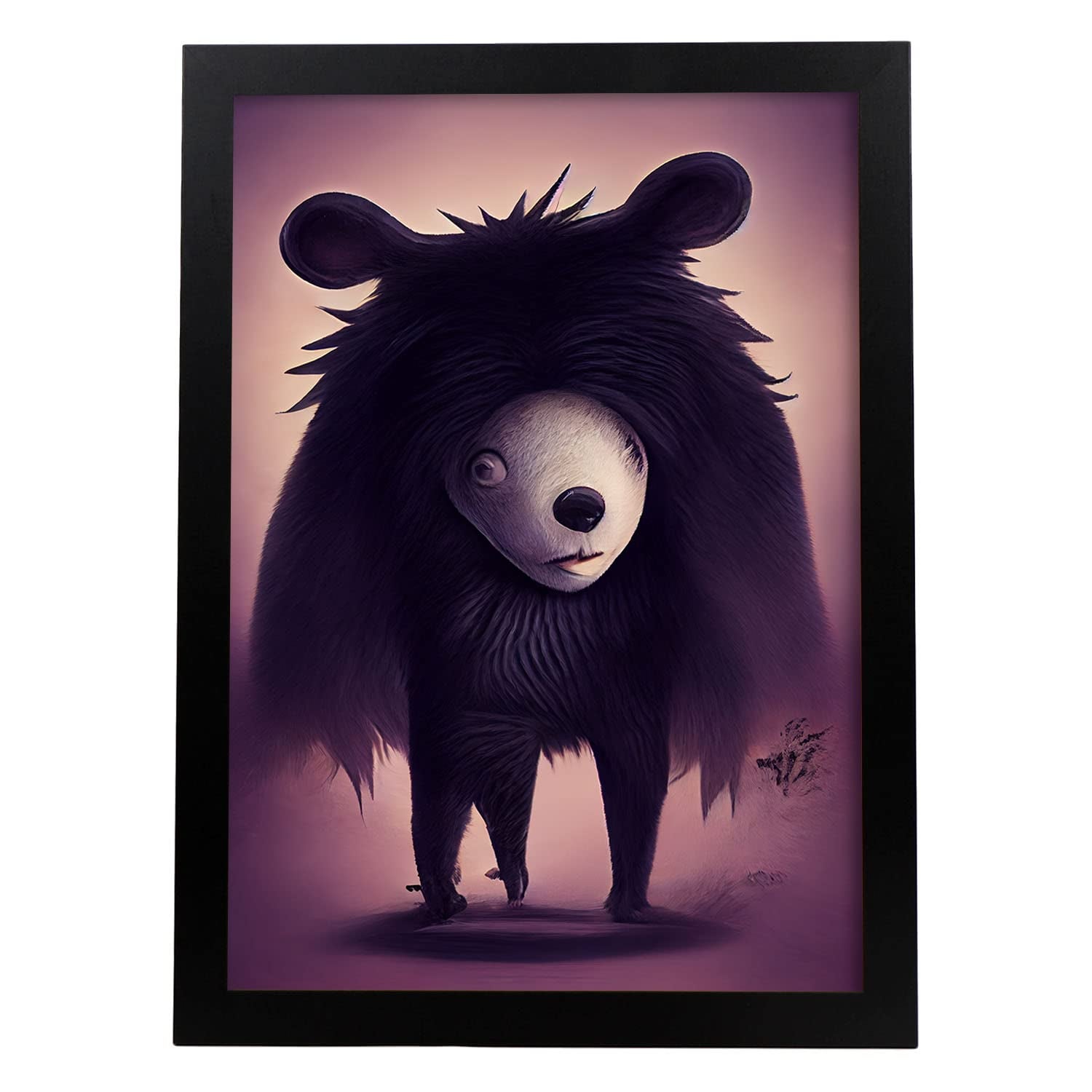 Nacnic lámina oso tolerante estilo t burton ilustraciones y pósters de animales inspirados en el arte gótico de burton diseño y a4 marco negro
