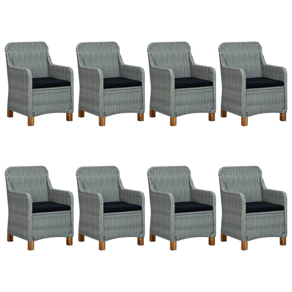 Mobilier à dîner 9 pcs avec coussins Résine tressée Gris clair 10 - 2